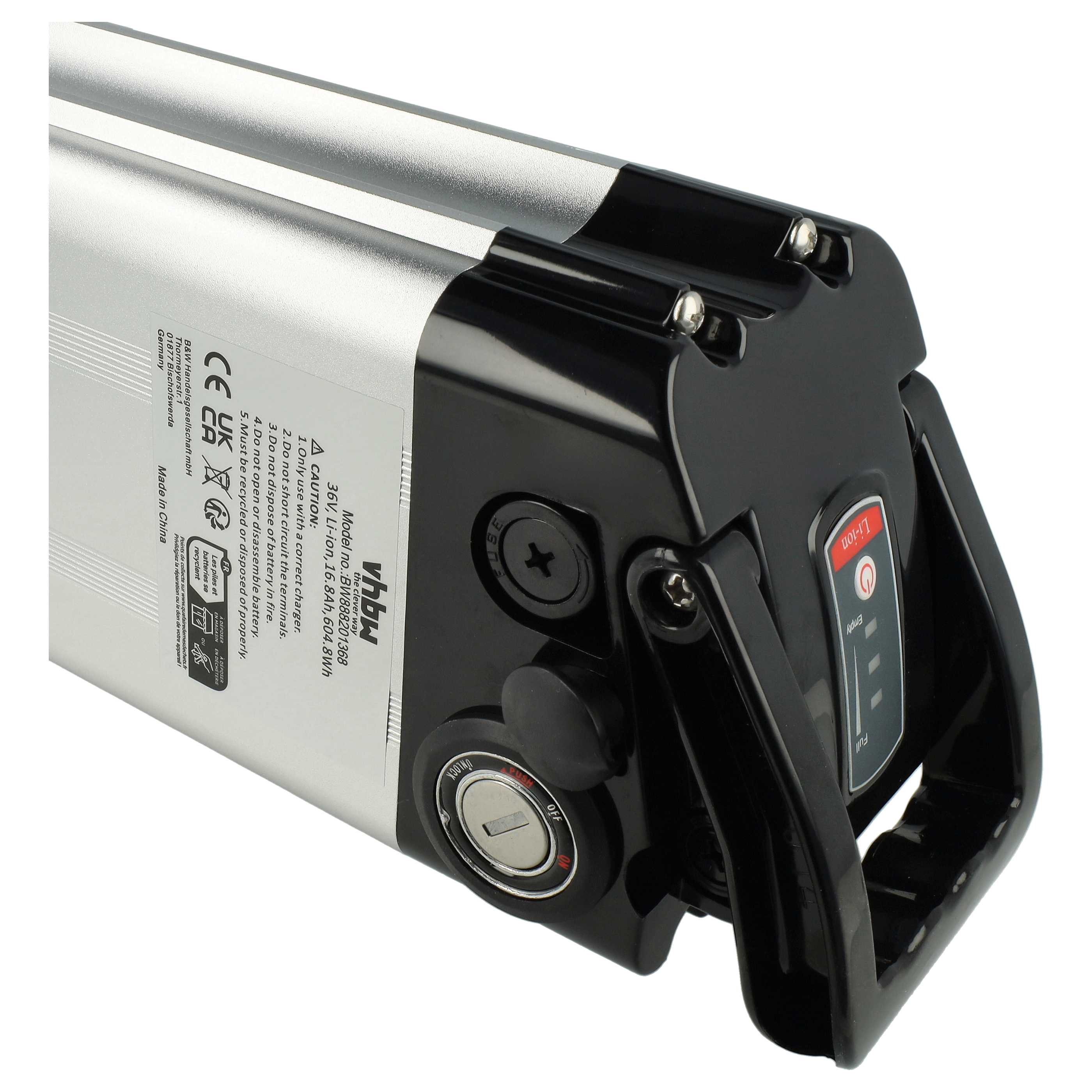 E-Bike Seat Tube Battery - 16.8 Ah 36 V Li-Ion, incl. Charger