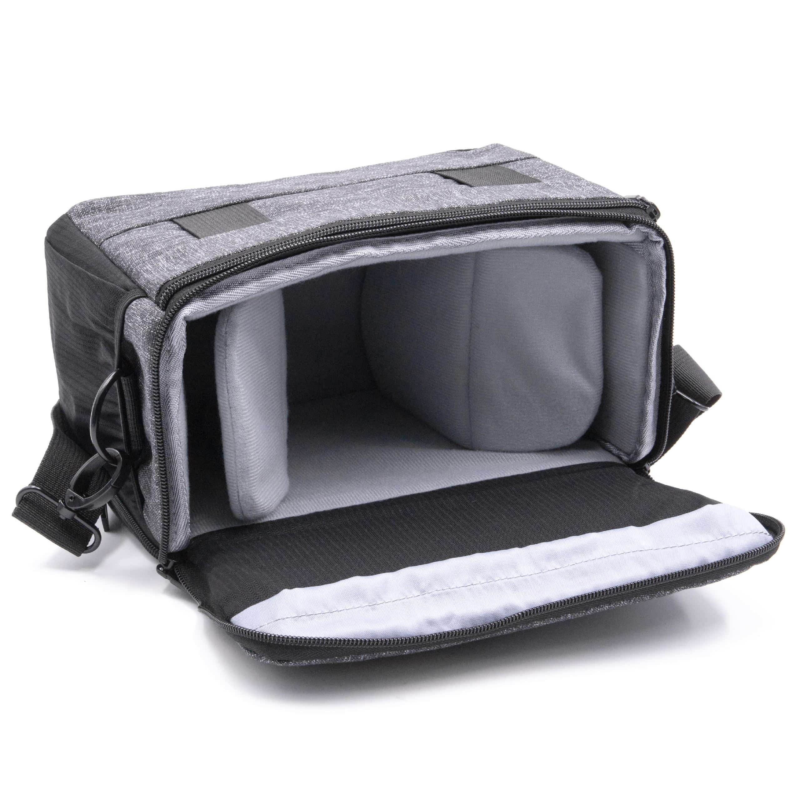 Tasche passend für Pentax Kamera u.a. - Schwarz, Grau, Inkl. Schultergurt, Mit Gürtelschlaufe, Mit Vordertasch