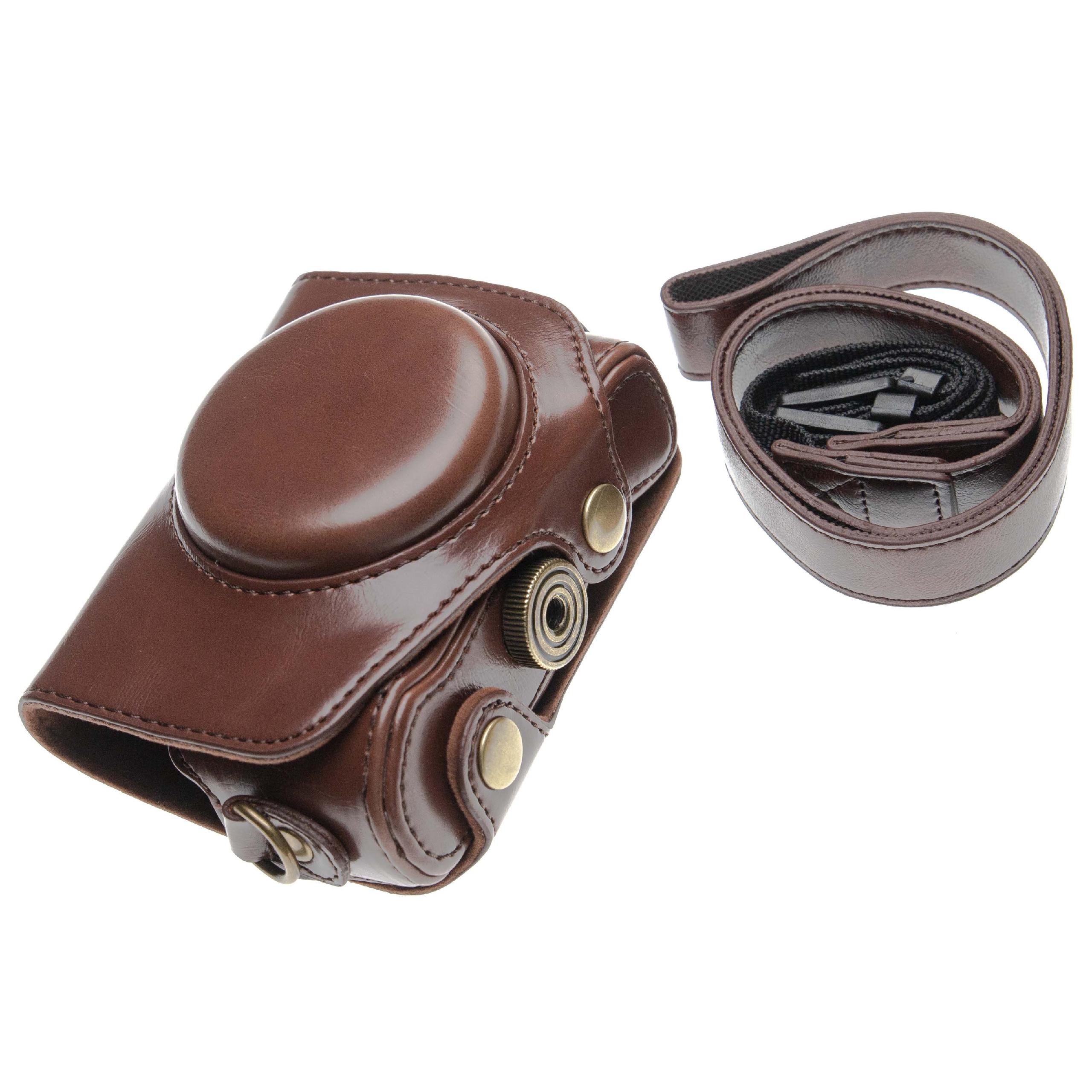 Camera Case suitable for Canon PowerShot G7XII, G7x Mark II Camera - brown + 1/4" Tripod Screw + Shoulder Stra