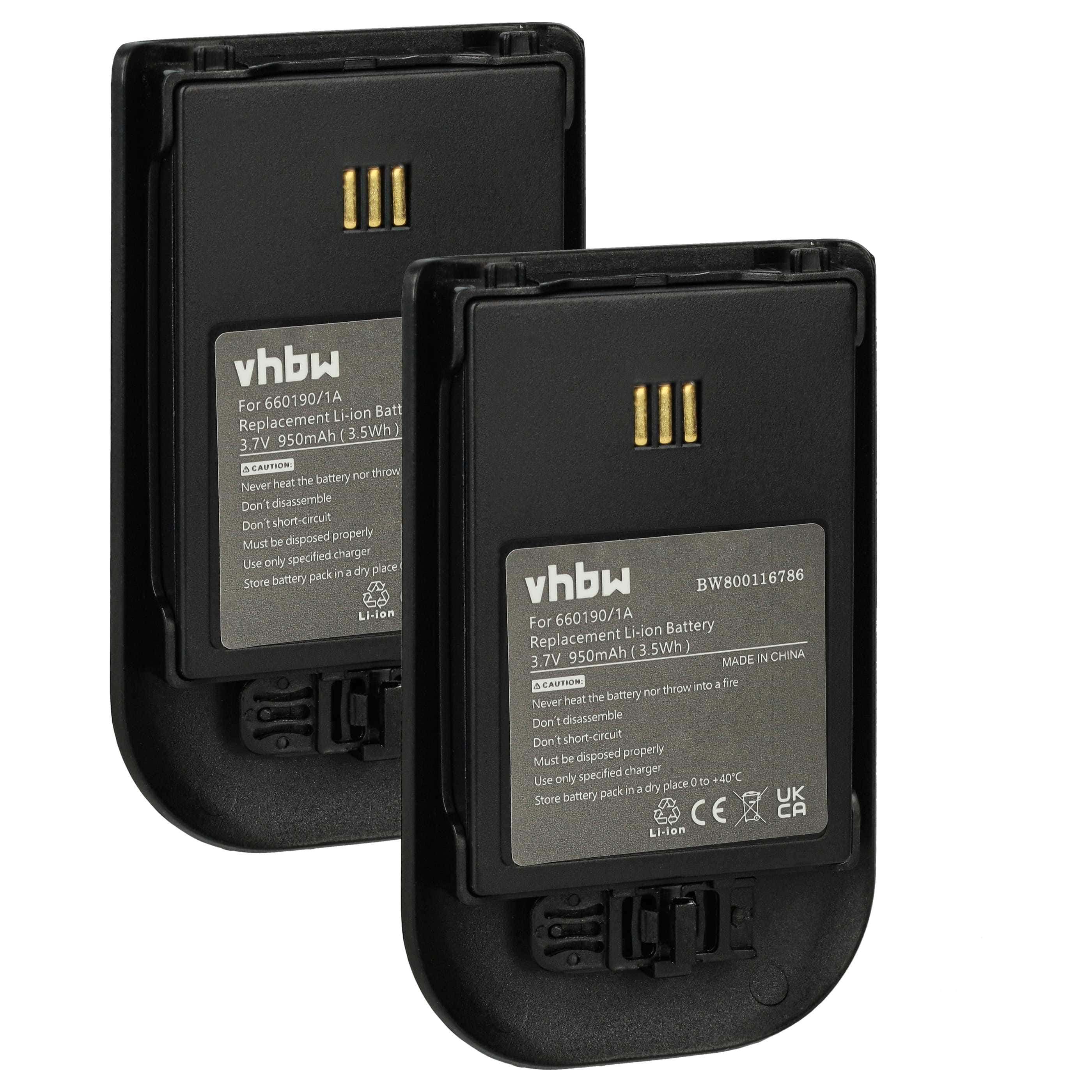 2x Batteries remplace Alcatel 3BN78404AA pour téléphone Ericsson - 930mAh 3,7V Li-ion