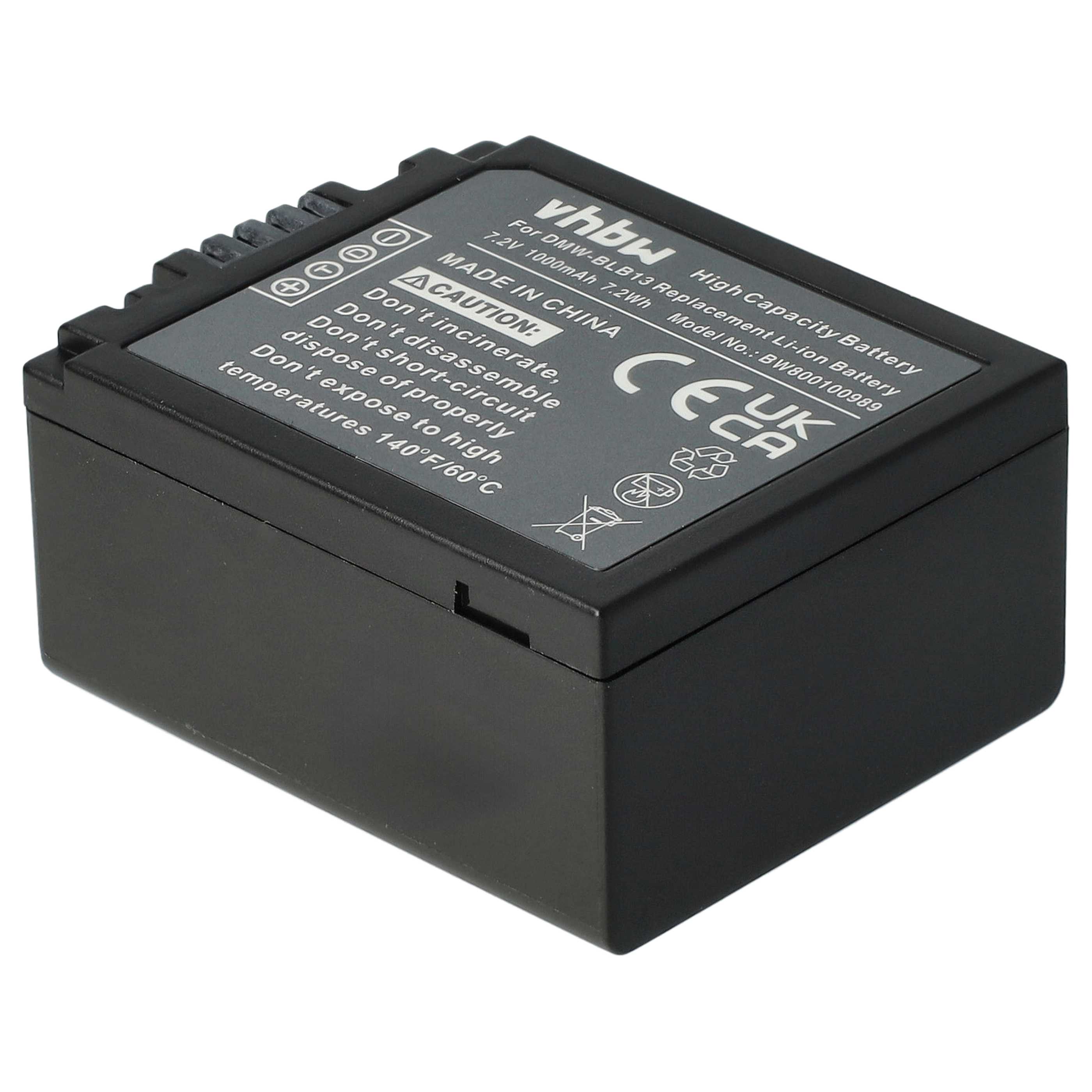 Battery replaces Panasonic DMW-BLB13E, DMW-BLB13 - 1000mAh, 7.2V, Li-Ion