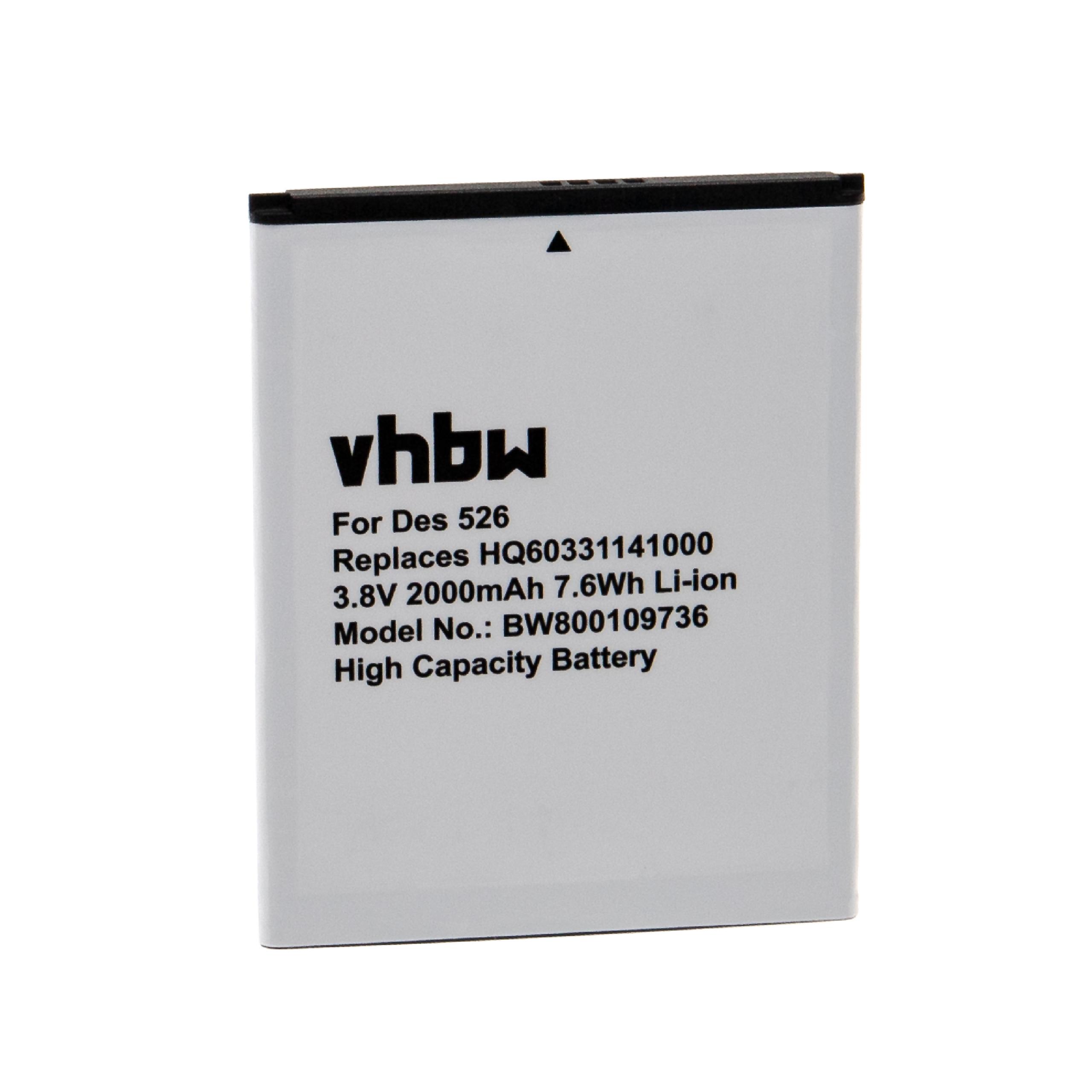 Batteria sostituisce BOPL4100 per cellulare HTC - 2000mAh 3,8V Li-Ion