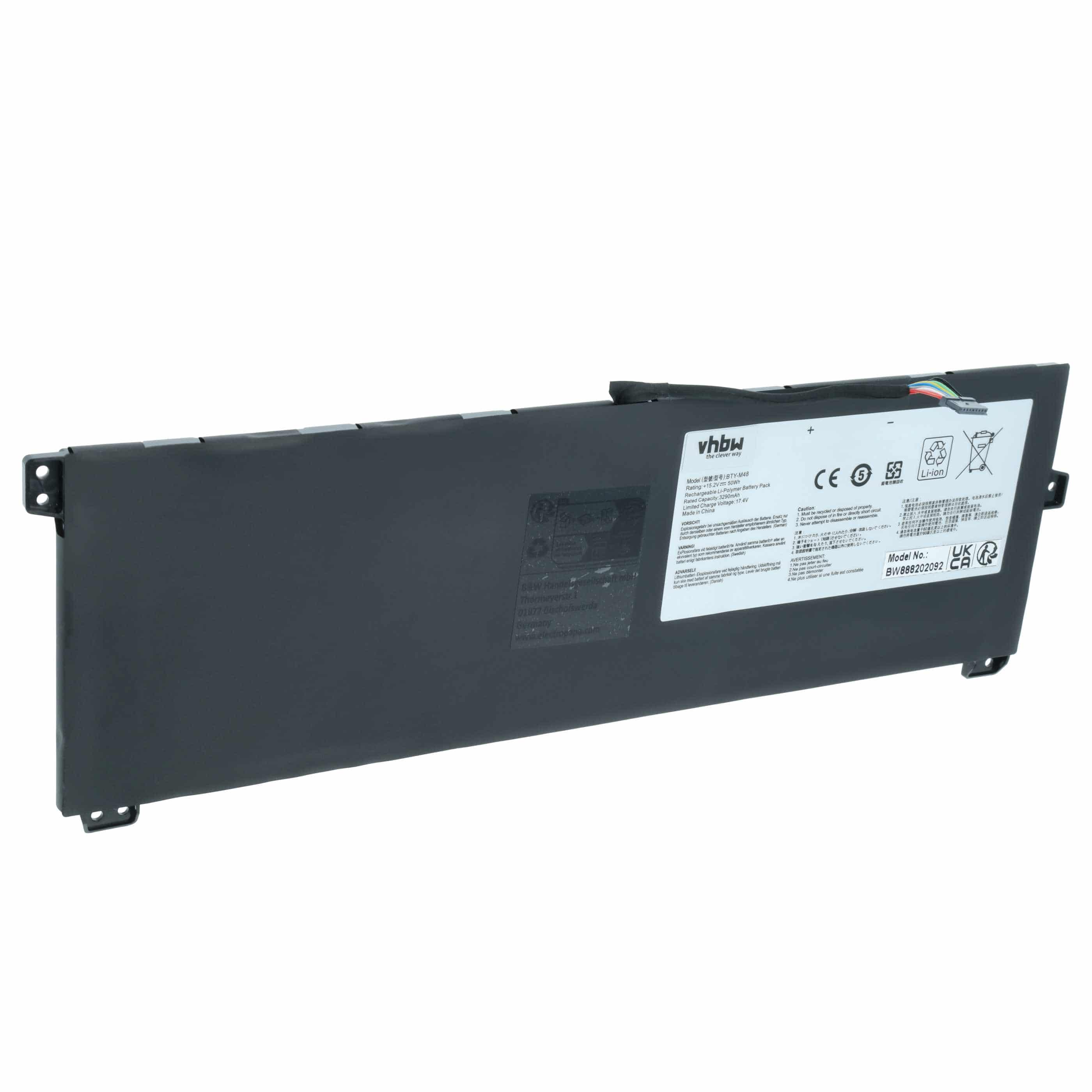 Akumulator do laptopa zamiennik MSI BTY-M48, 4ICP5/41/119 - 3250 mAh 15,2 V LiPo, czarny
