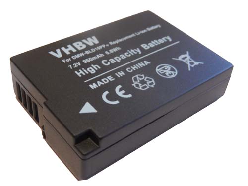 Batterie remplace Panasonic DMW-BLD10, DMW-BLD10PP, DMW-BLD10E pour appareil photo - 950mAh 7,2V Li-ion