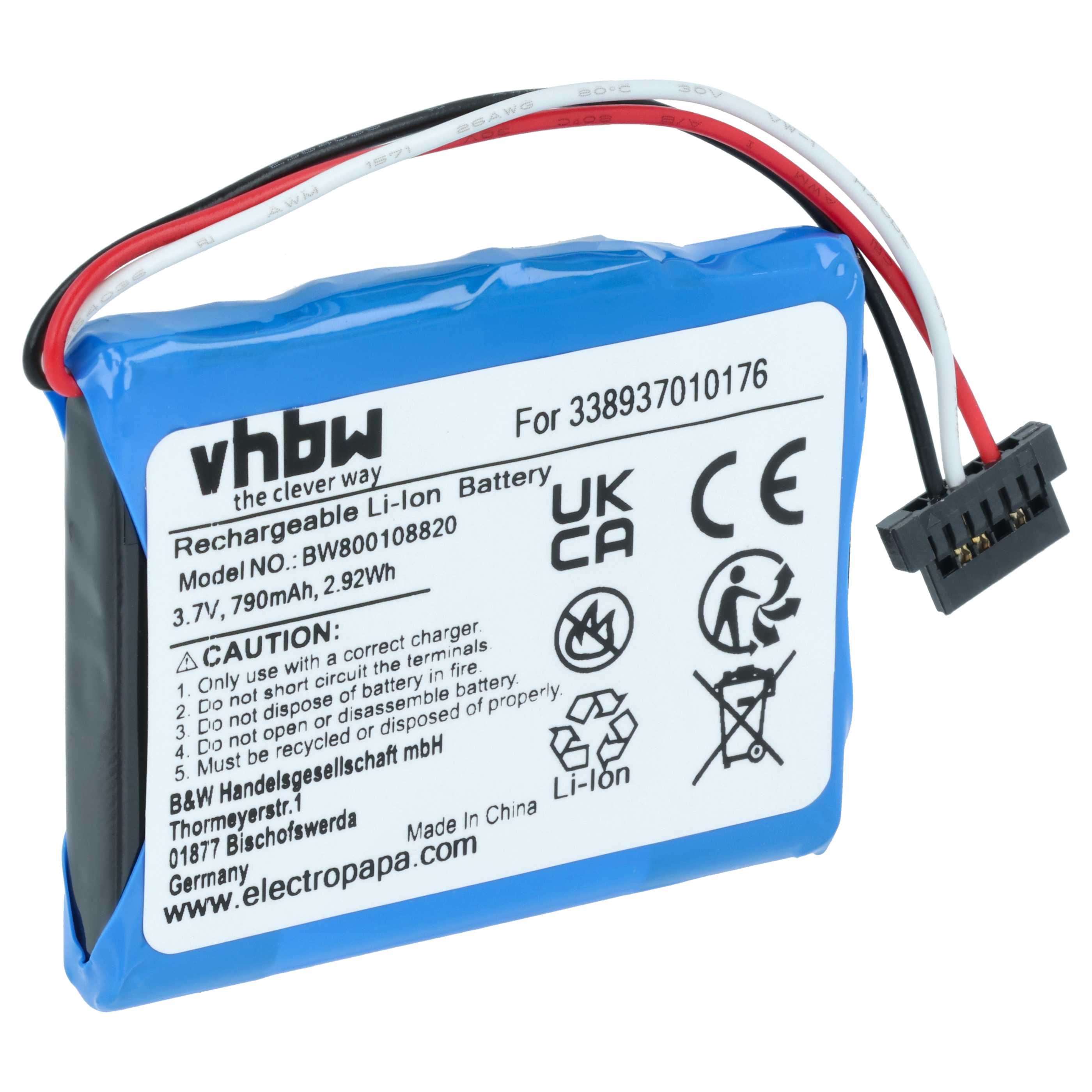 Akumulator do nawigacji GPS zamiennik Pioneer 827304, 338937010176 - 790 mAh 3,7 V Li-Ion