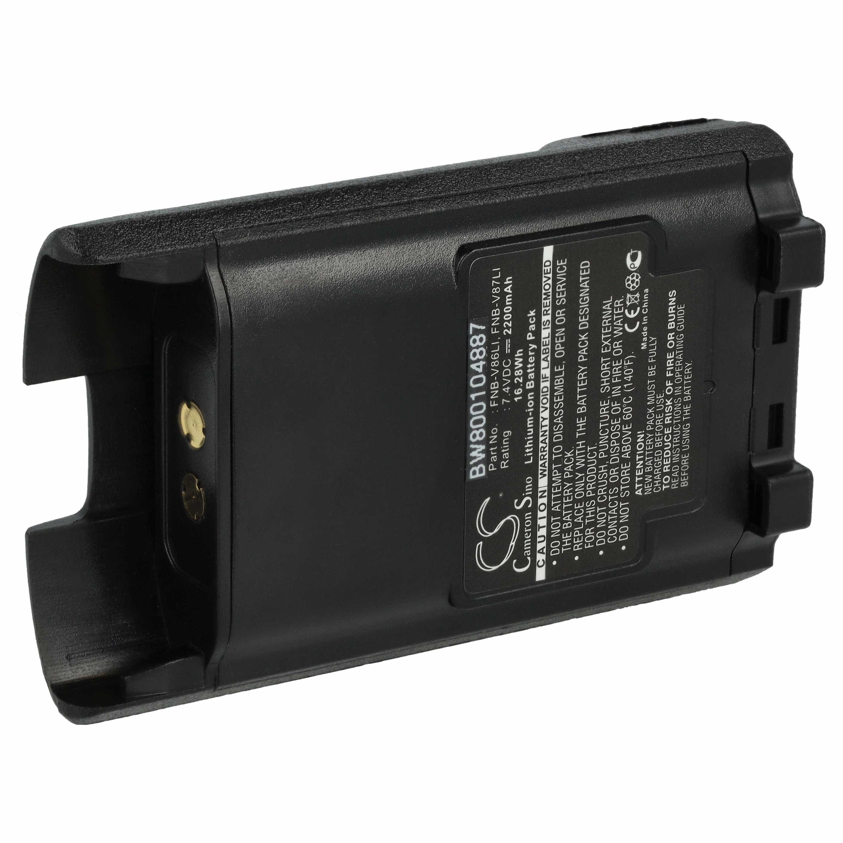 Radio Battery replaces Yaesu Vertex FNB-V87Li, FNB-V87, FNB-V86Li, FNB-V86 - 2200 mAh 7.4 V Li-Ion