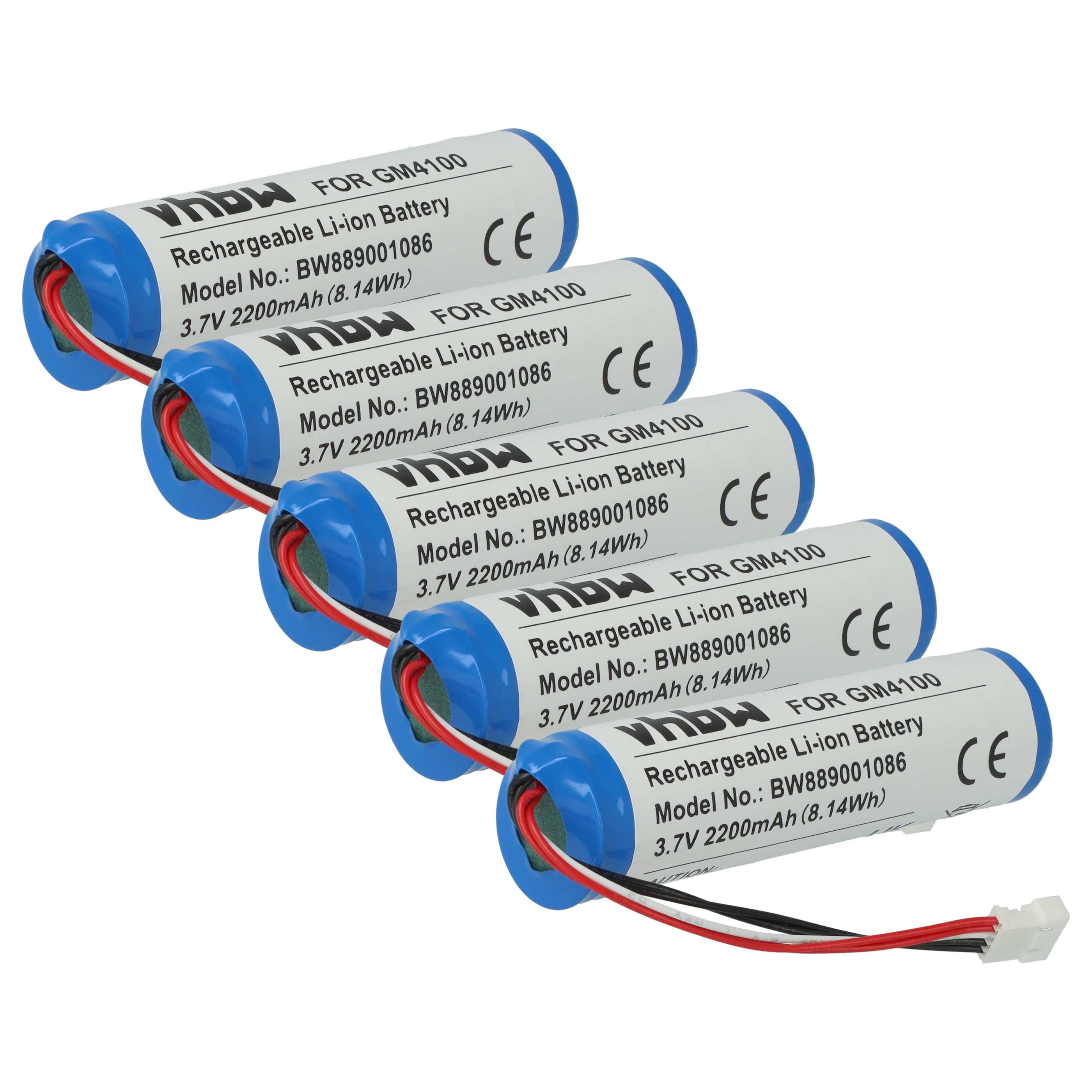 5x Battery replaces Datalogic 128000894, BT-8, RBP-4000 for Datalogic Barcode Scanner POS - 2200 mAh 3.7 V