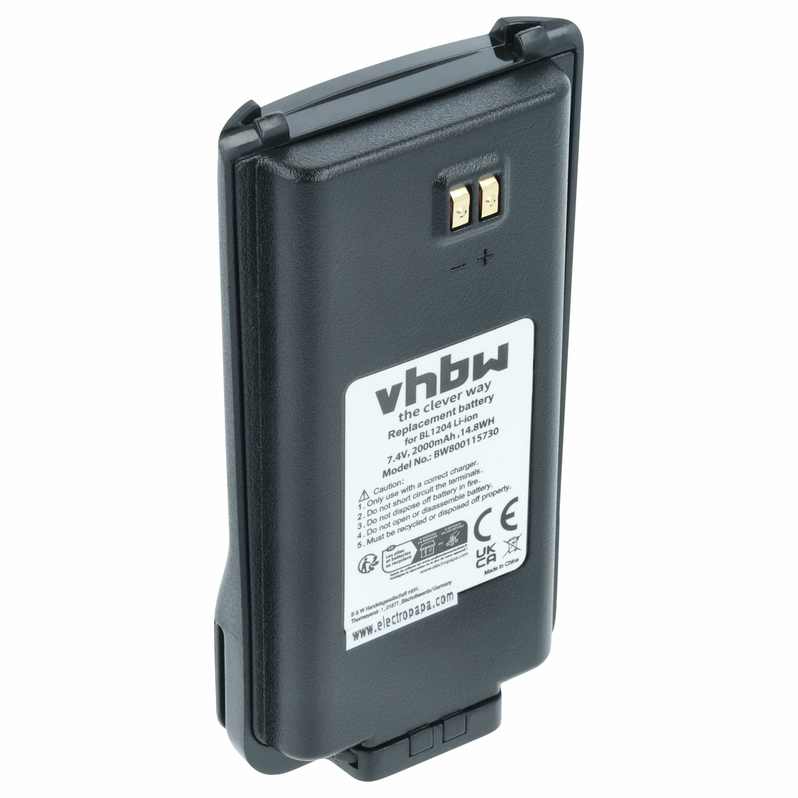 Radio Battery replaces Hyt / Hytera BL2001, BL1204 - 2000 mAh 7.4 V Li-Ion