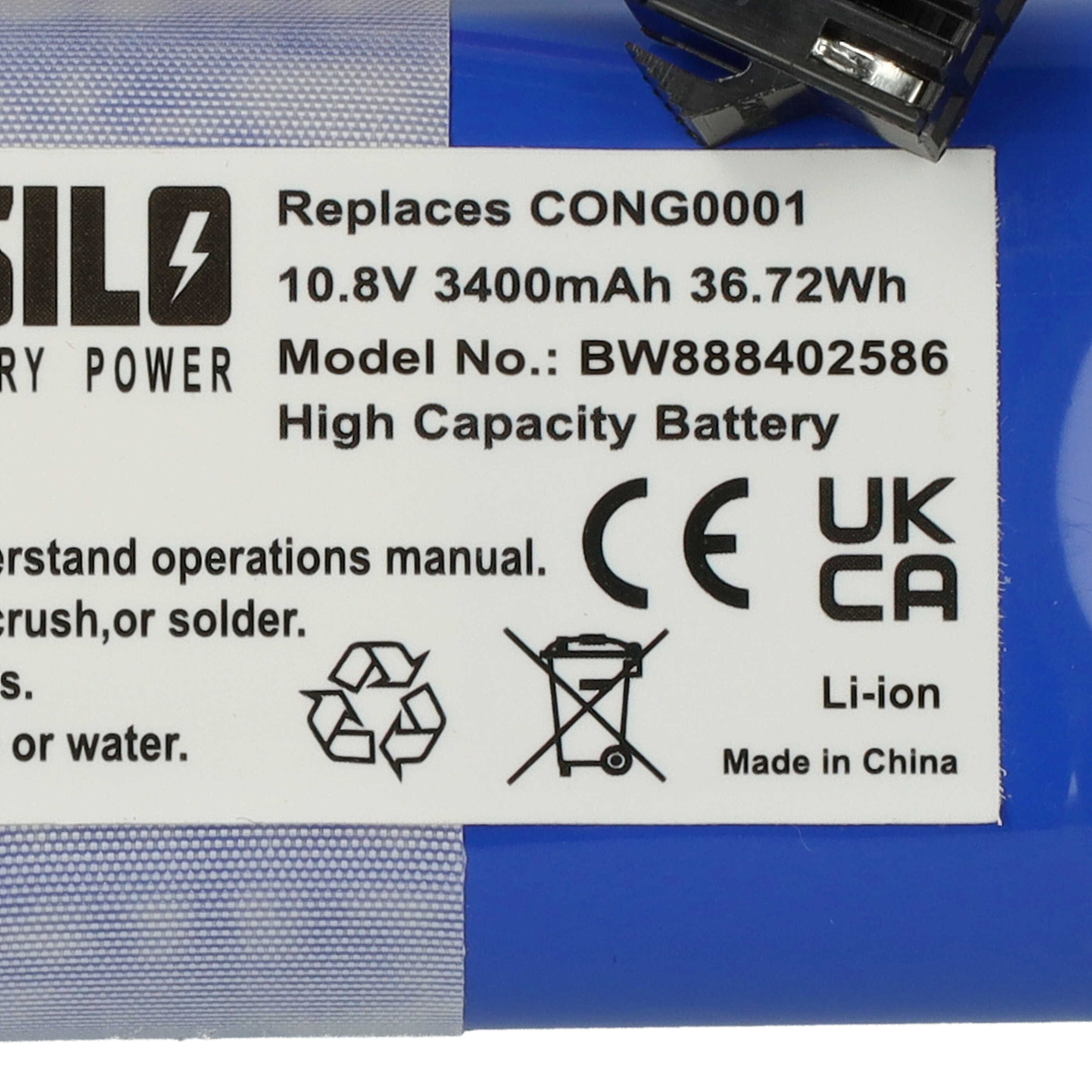 Batería reemplaza Cecotec CONG0001 para robot doméstico Cecotec - 3400 mAh 10,8 V Li-Ion