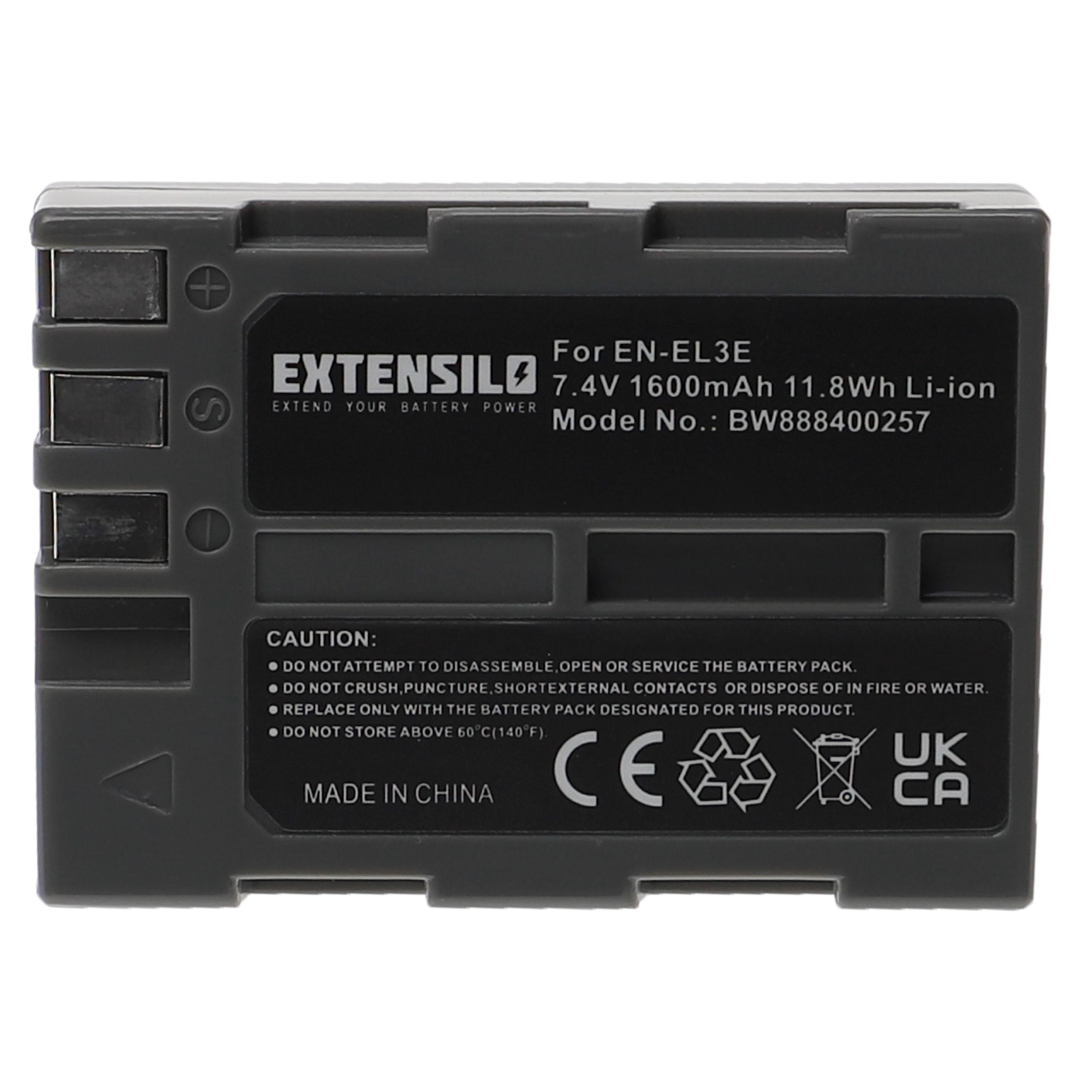 Batterie remplace Nikon EN-EL3e pour appareil photo - 1600mAh 7,4V Li-ion