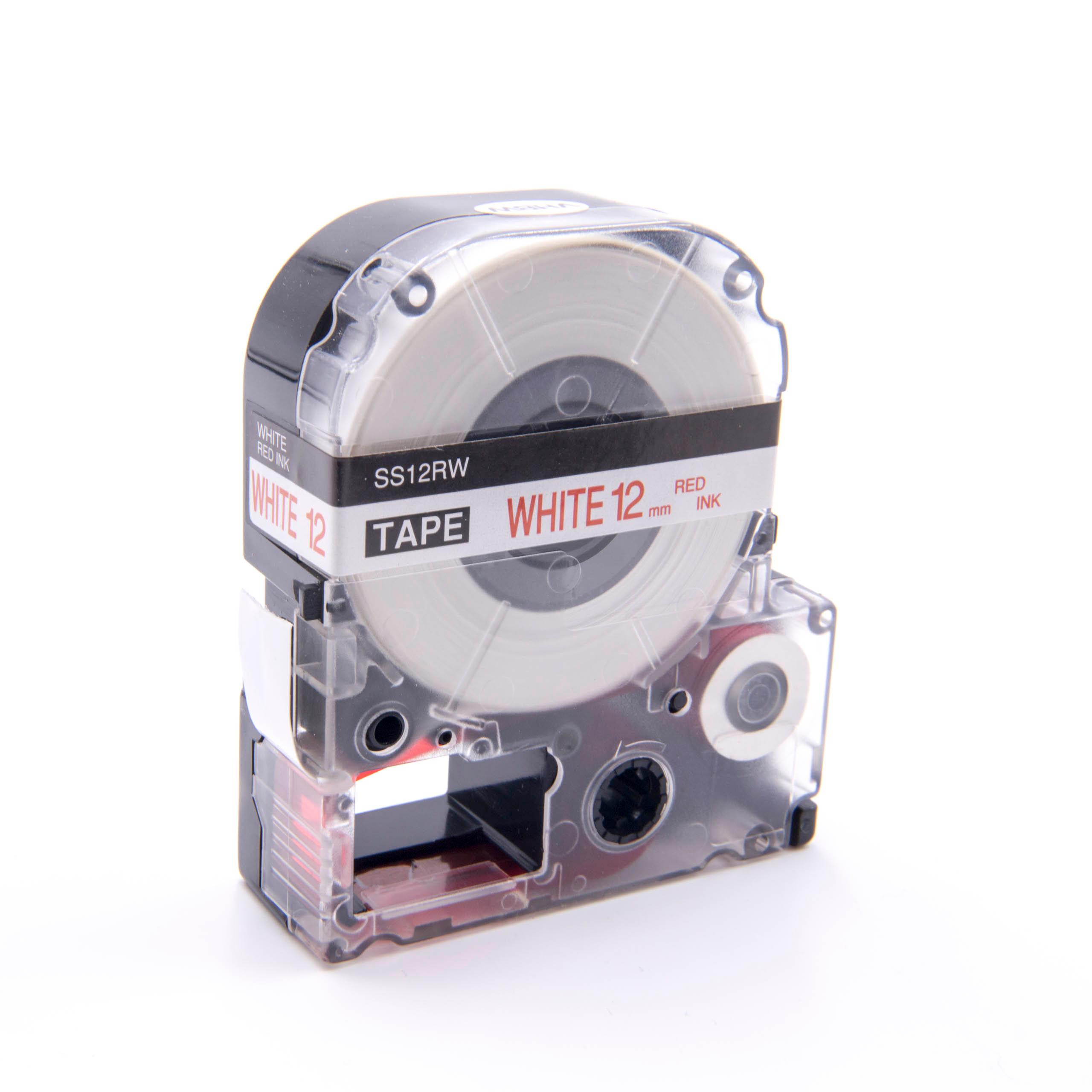 Cassette à ruban remplace Epson LC-4WRN - 12mm lettrage Rouge ruban Blanc