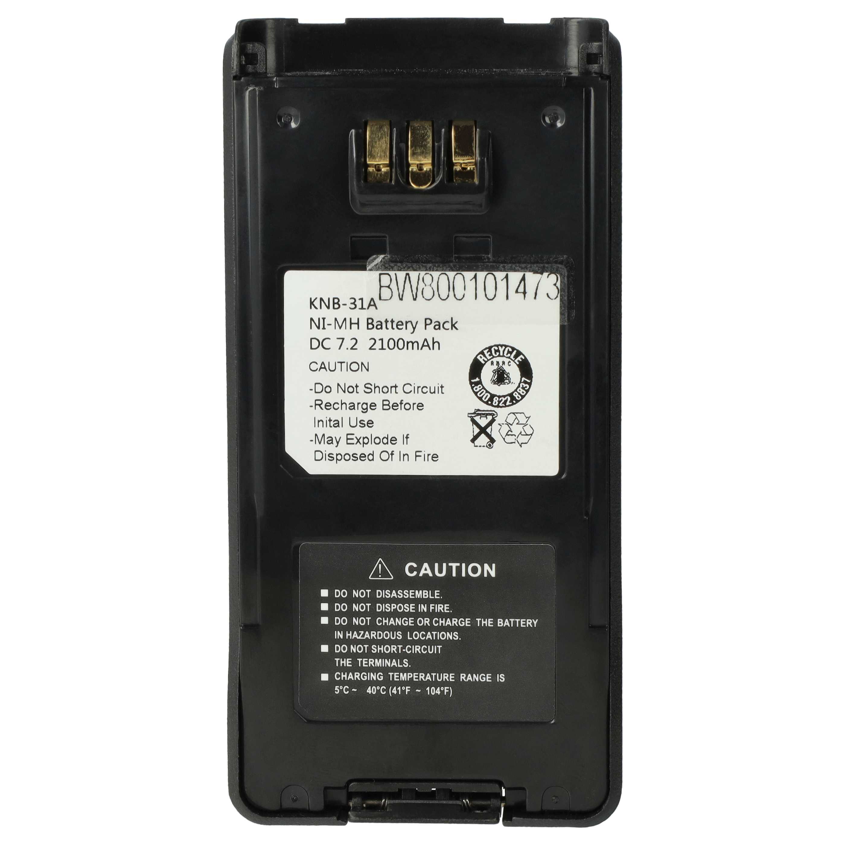 2x Batteria sostituisce Kenwood KNB-41NC, KNB-32N, KNB-31A, KNB-33L per dispositivo radio - 2100mAh 7,2V NiMH