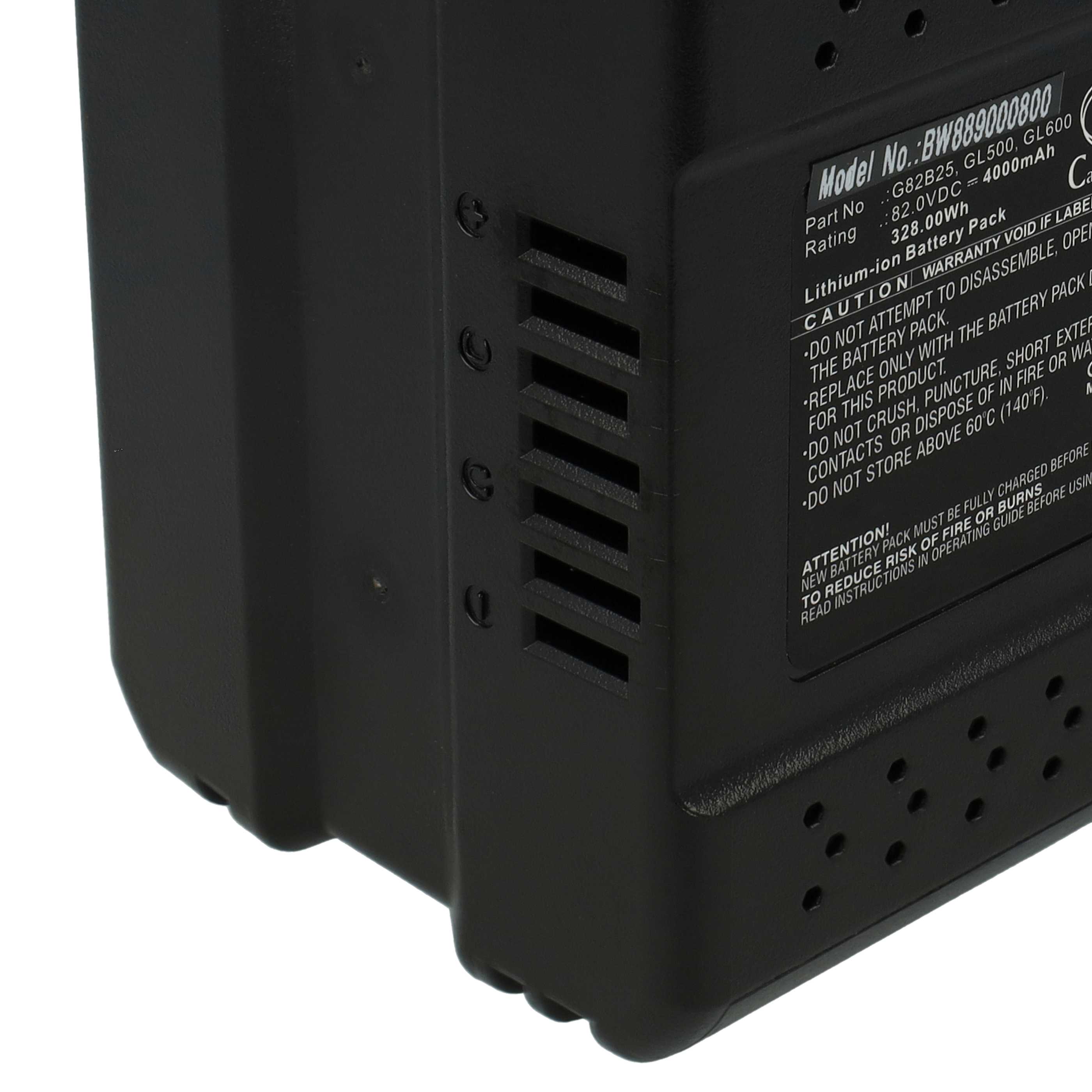 2x Battery replaces Greenworks GL500, GL600, GL900, G82B25, GL250, GL400 - 4000 mAh 82 V Li-Ion, black