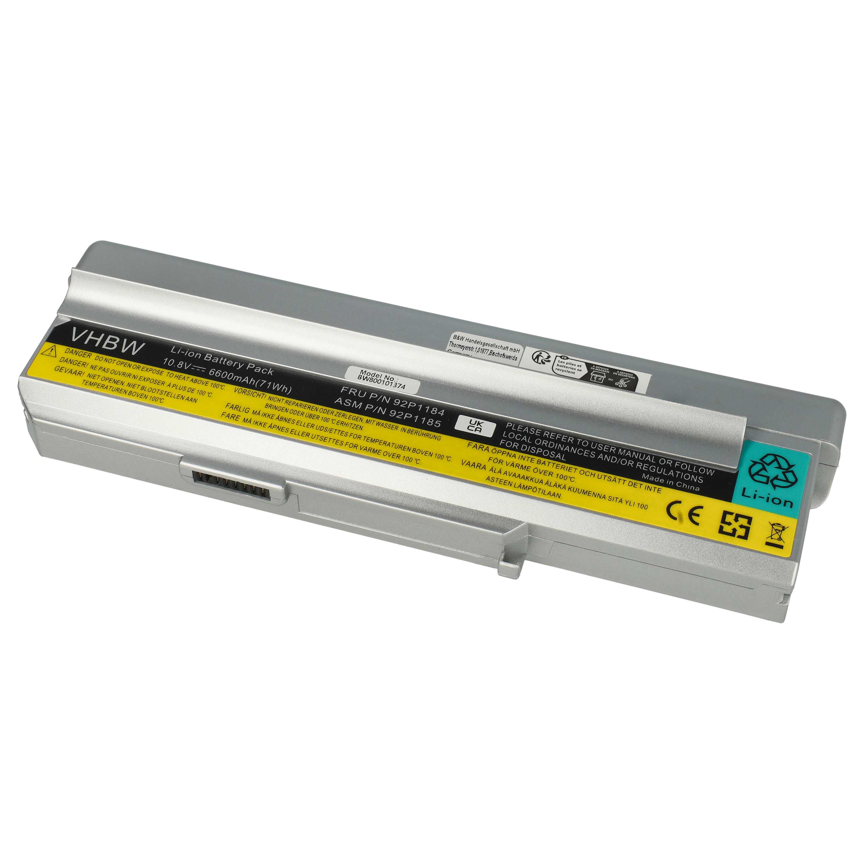 Akumulator do laptopa zamiennik Lenovo 40Y8317, 40Y8322, 40Y8315 - 6600 mAh 10,8 V Li-Ion, srebrny