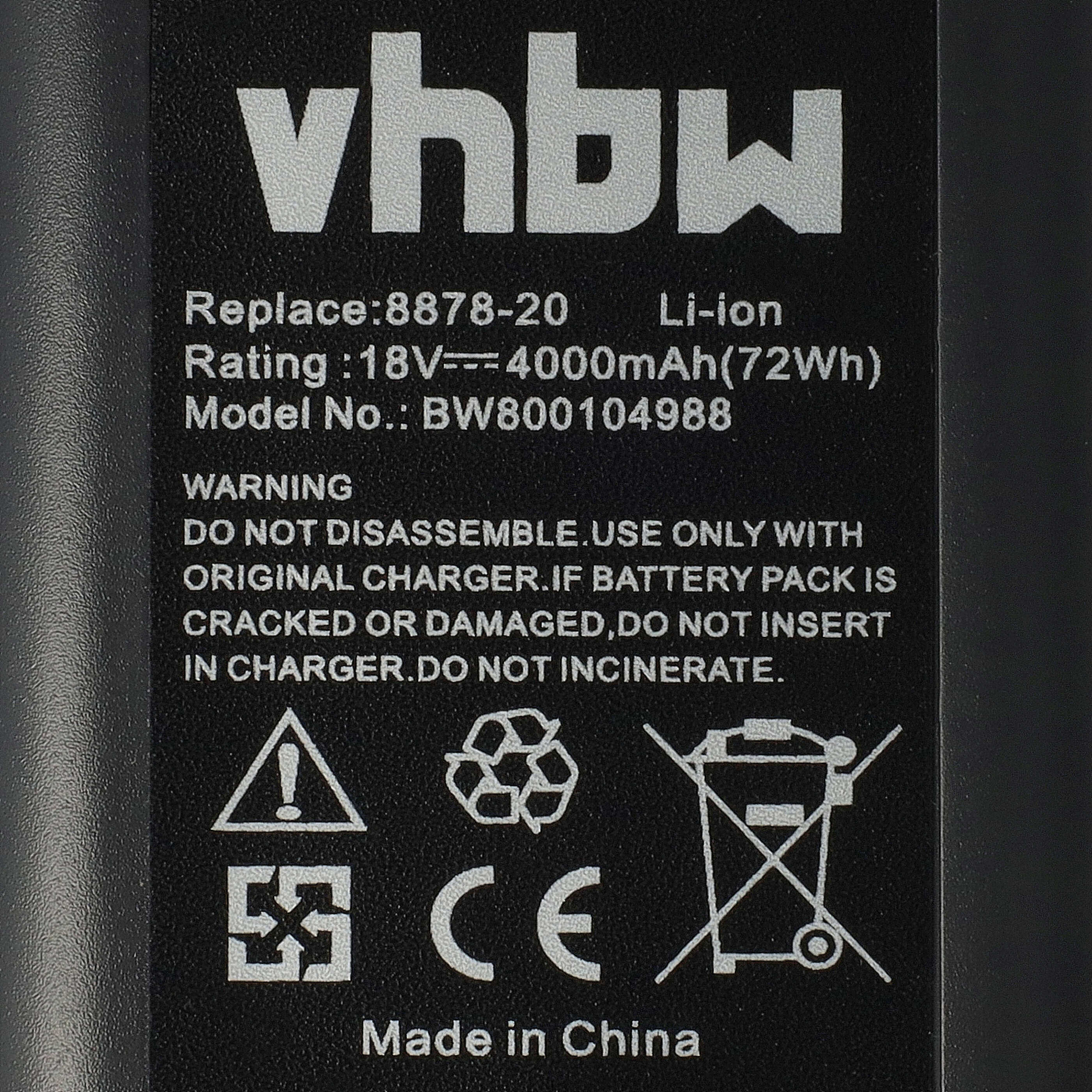 2x Battery replaces Gardena 8835, 4078500887809, 8835-20, 8835-U, 8835-00.701.00 - 4000 mAh 18 V Li-Ion, black