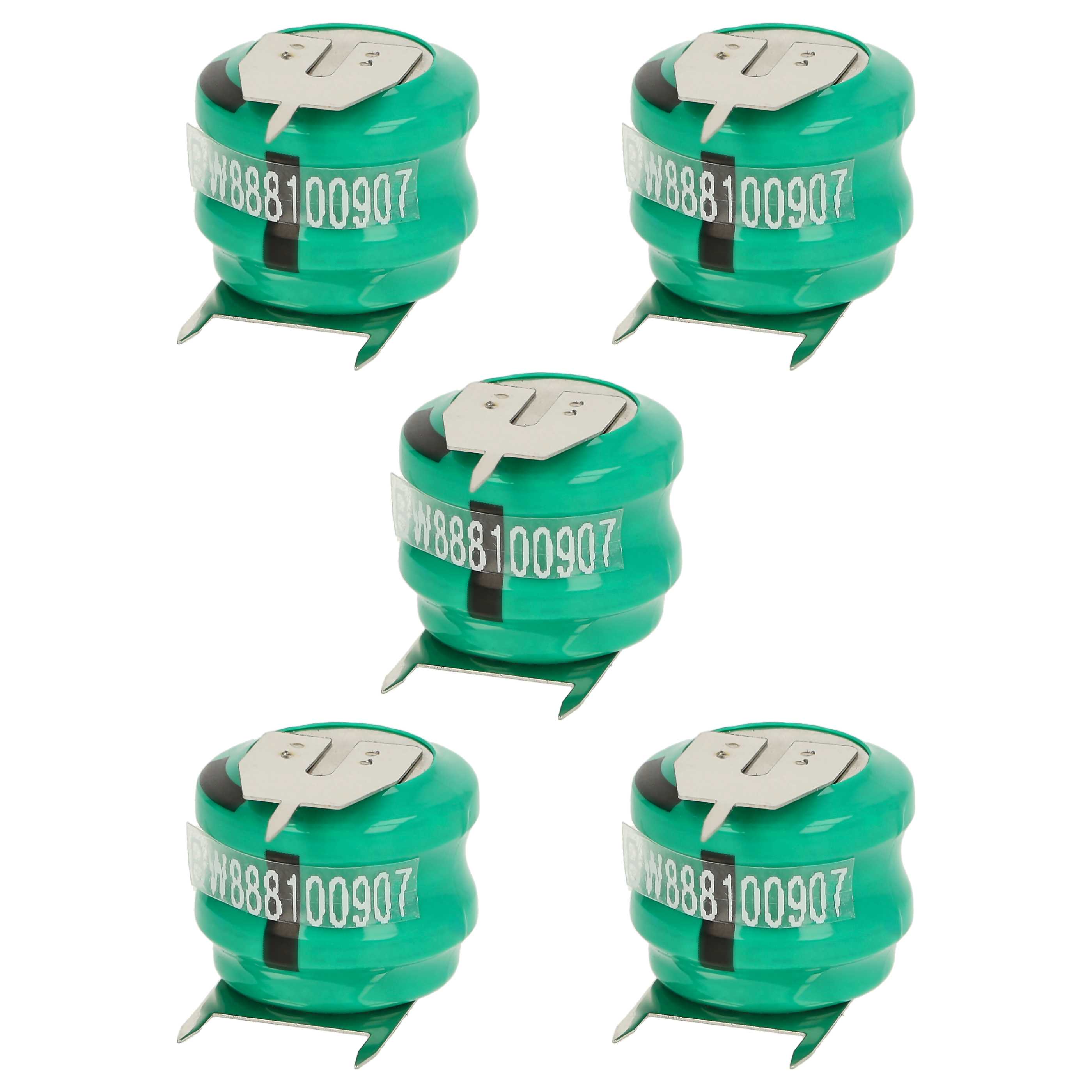 5x Button Cell Battery Type V80H 3 Pins for Model Building Solar Lamps etc. - 80 mAh 2.4 V NiMH