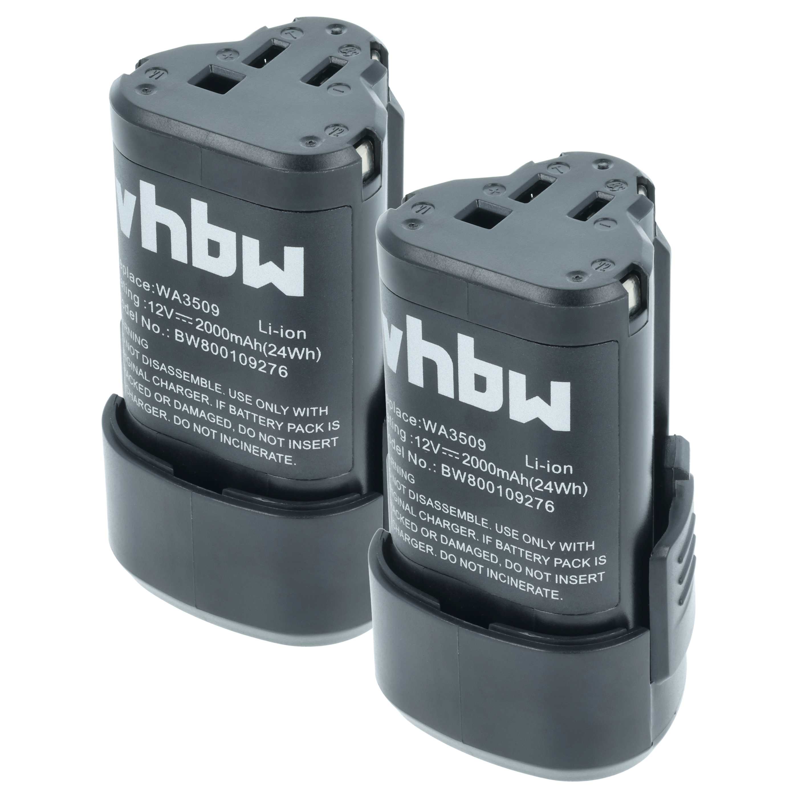 2x Battery replaces Rockwell RW9300 for Electric Power Tool - 2000 mAh, 12 V, Li-Ion