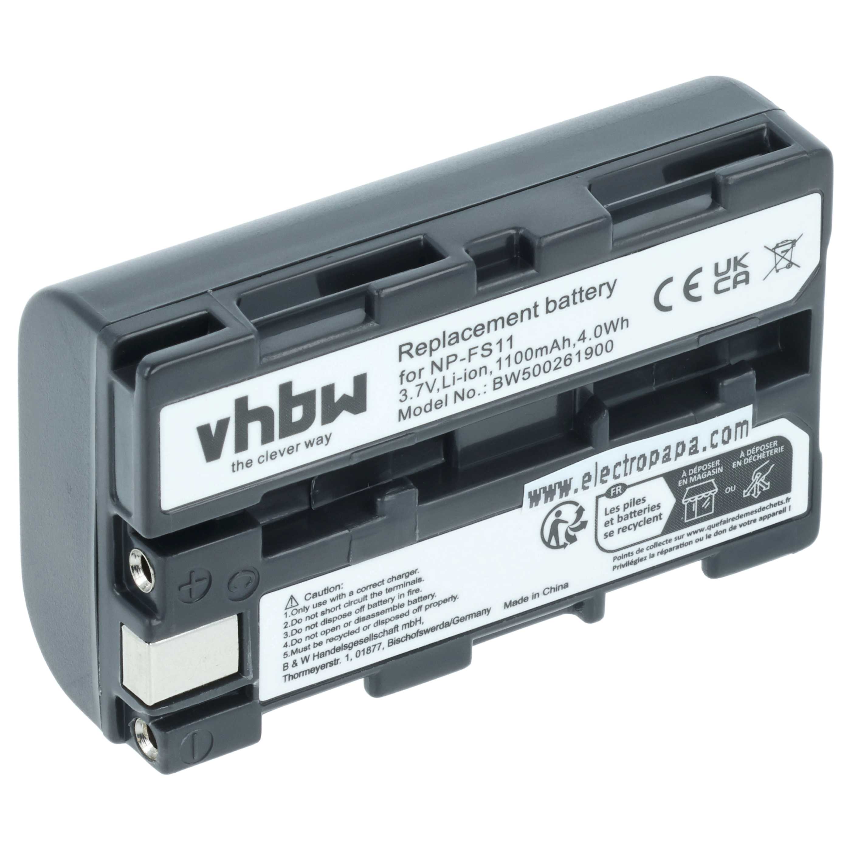 Videocamera 3x Battery replaces Sony NP-FM11, NP-FS10, NP-F11, NP-FM10, NP-F10 - 1100 mAh 3.6 V Li-Ion