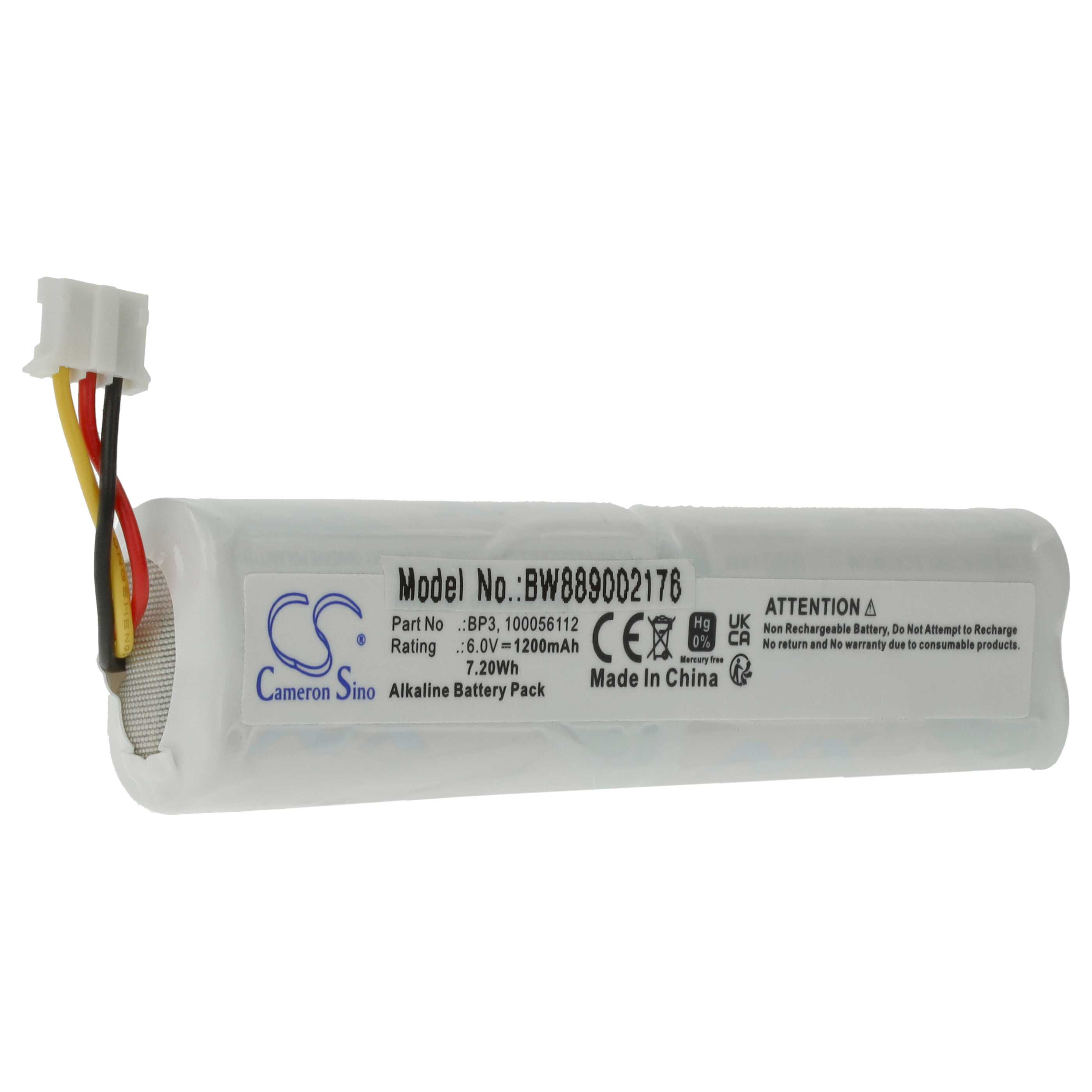 Batería reemplaza Telenot BP3, 100056112 para instalación alarma (1200 mAh, 6 V, alcalina)