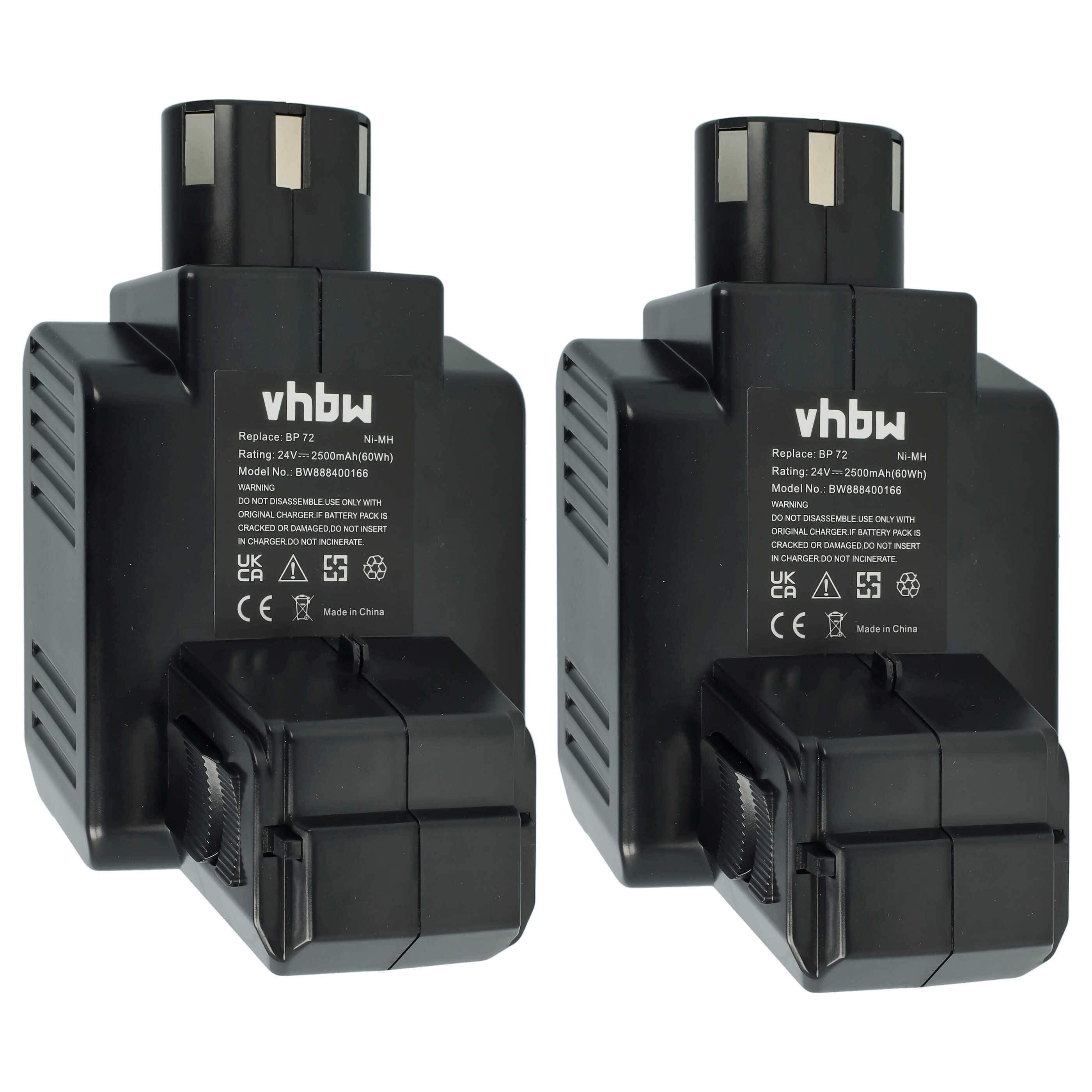 2x Battery replaces Hilti BP72, BP60, 331530, BP40 Electric Power Tool - 2500 mAh, 24 V, NiMH