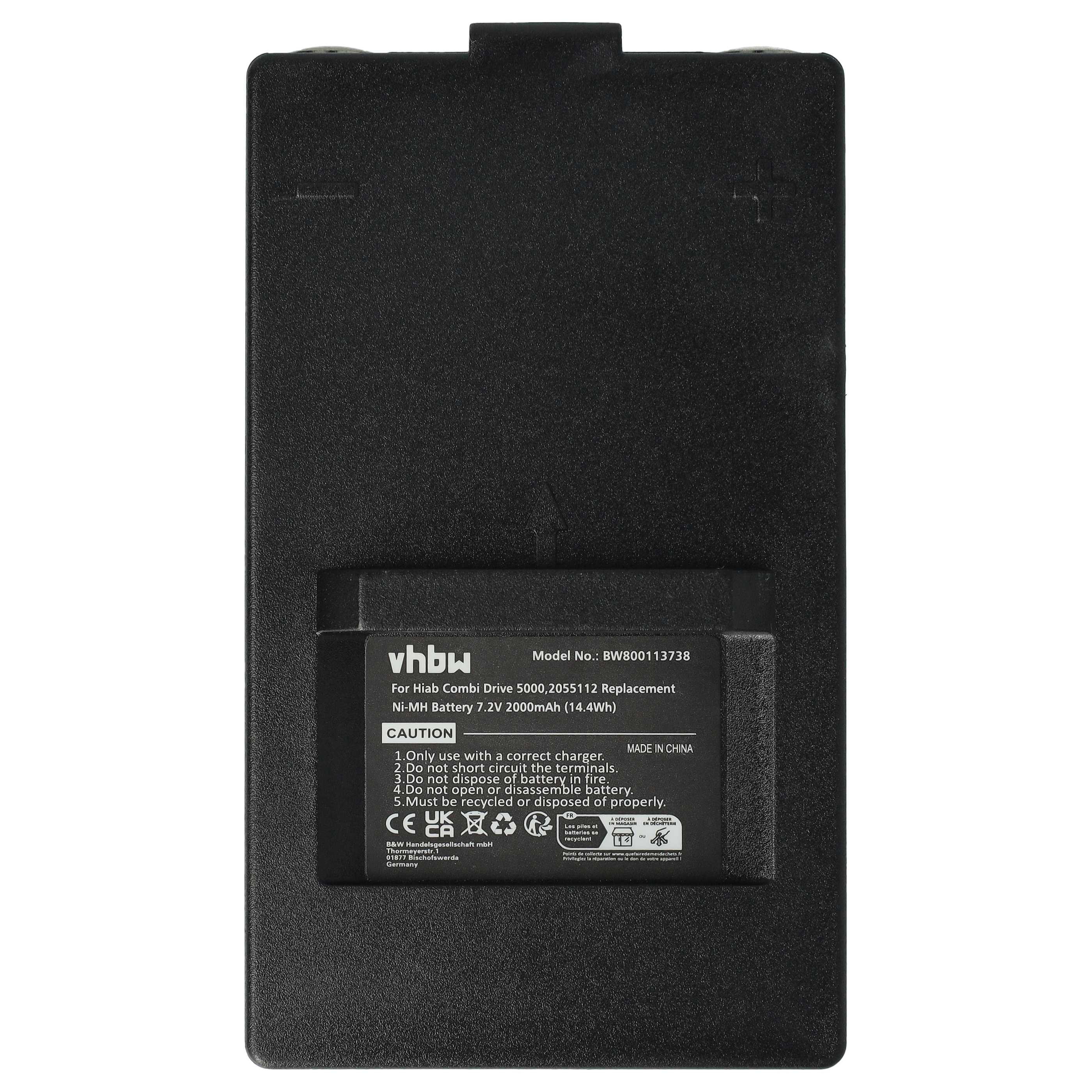 Industrial Remote Control Battery Replacement for 2.250.2011, 2.250.1000, 2.250.2010 - 2000mAh 7.2V NiMH