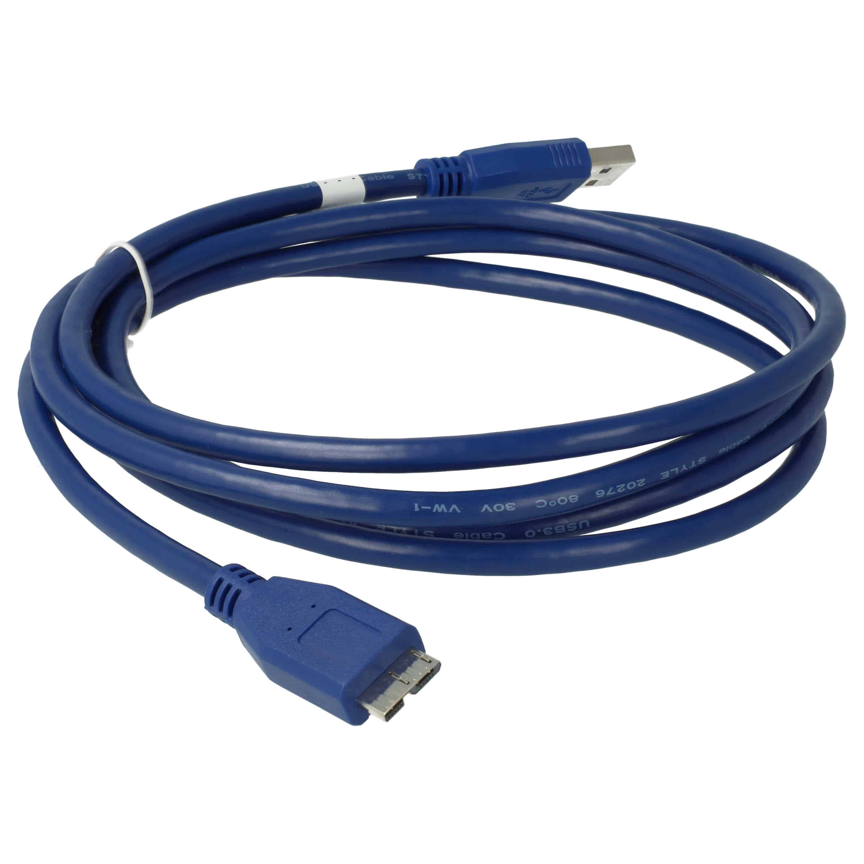 Micro-USB Cable (Standard USB Type A to Micro USB 3.0) suitable for Buffalo HD-AVSU3 Media Hard Drive 