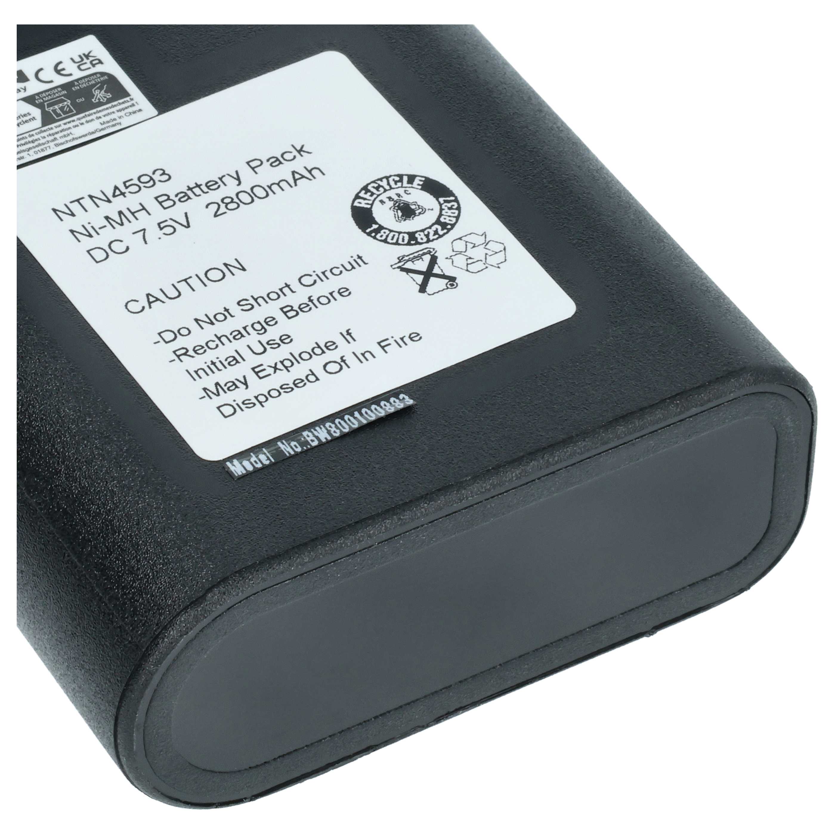 Radio Battery replaces Motorola NTN4538, NTN4593A, NTN4593B, NTN4592, NTN4593, NTN4593C - 2700 mAh 7.5 V NiMH