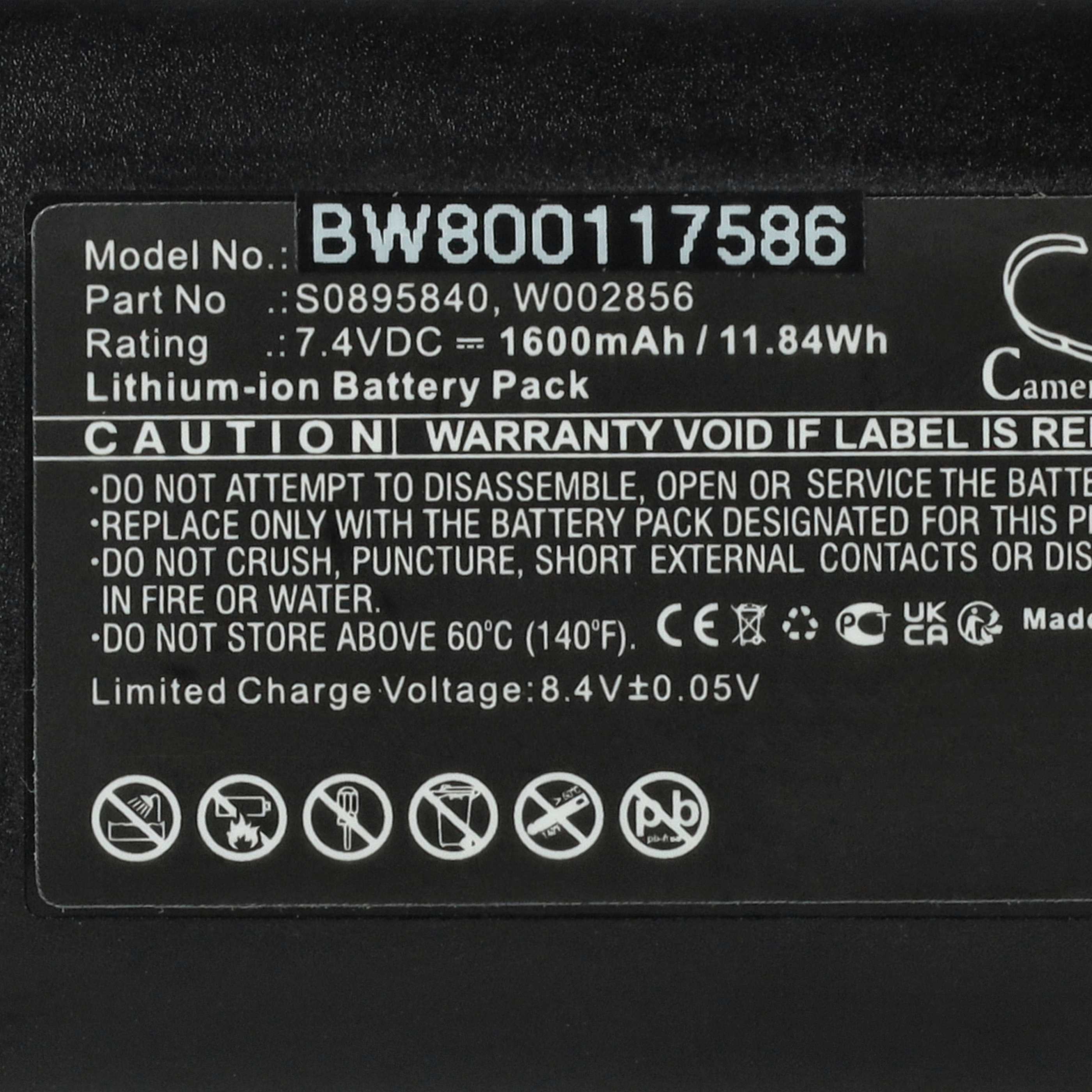 Printer Battery Replacement for 3M PL-200-BAT - 1600 mAh 7.4 V Li-Ion