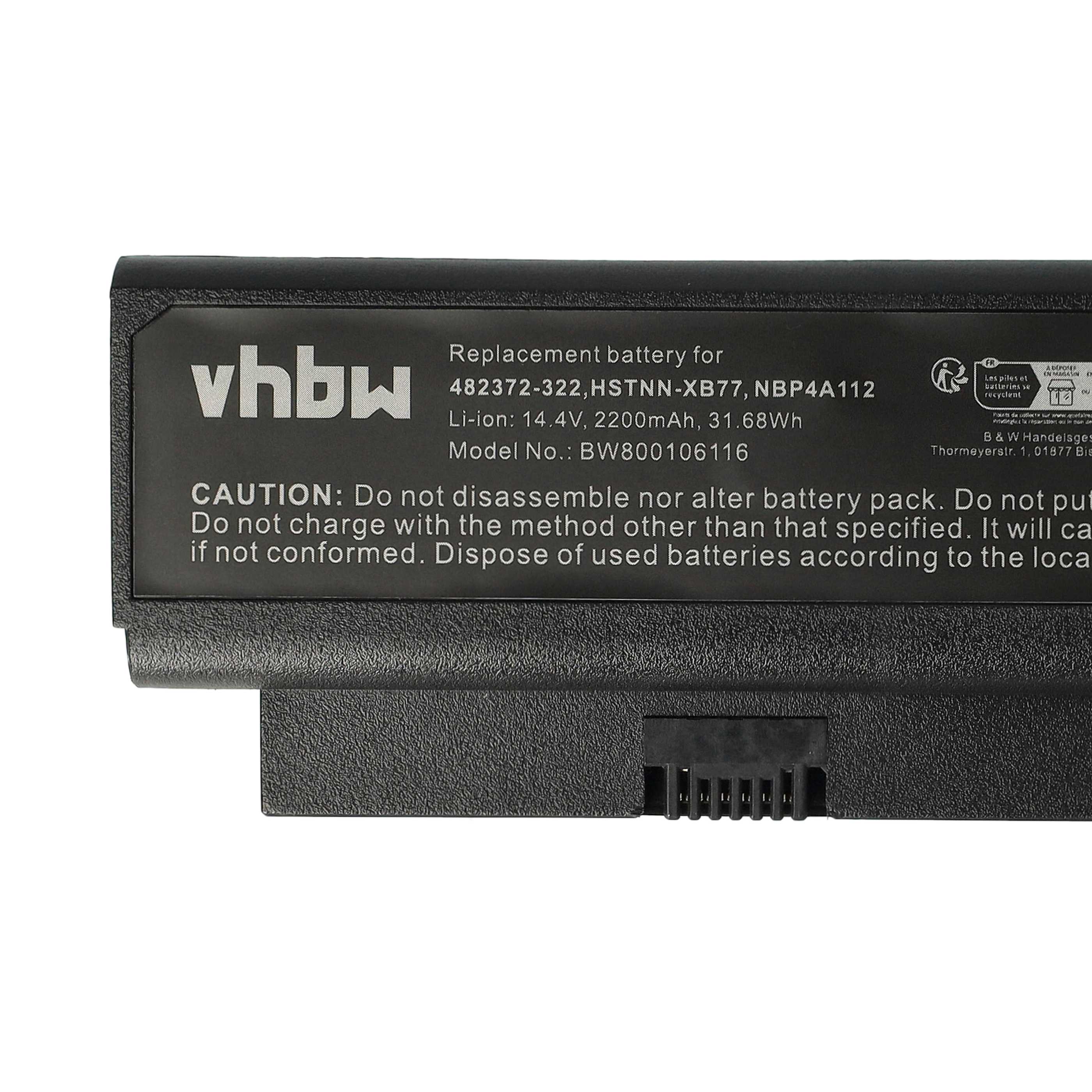 Akumulator do laptopa zamiennik HP 482372-322, 482372-361, 493202-001 - 2200 mAh 14,4 V Li-Ion, czarny