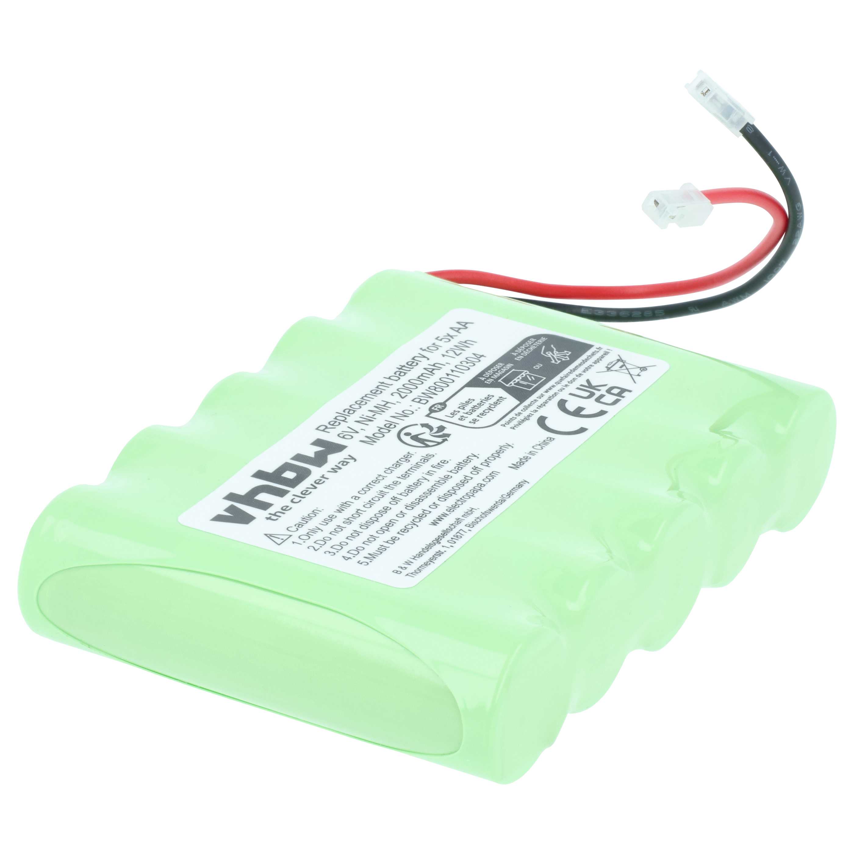 Universal Battery for various Devices - 2000 mAh 6 V NiMH Replaces 5x AA Mignon
