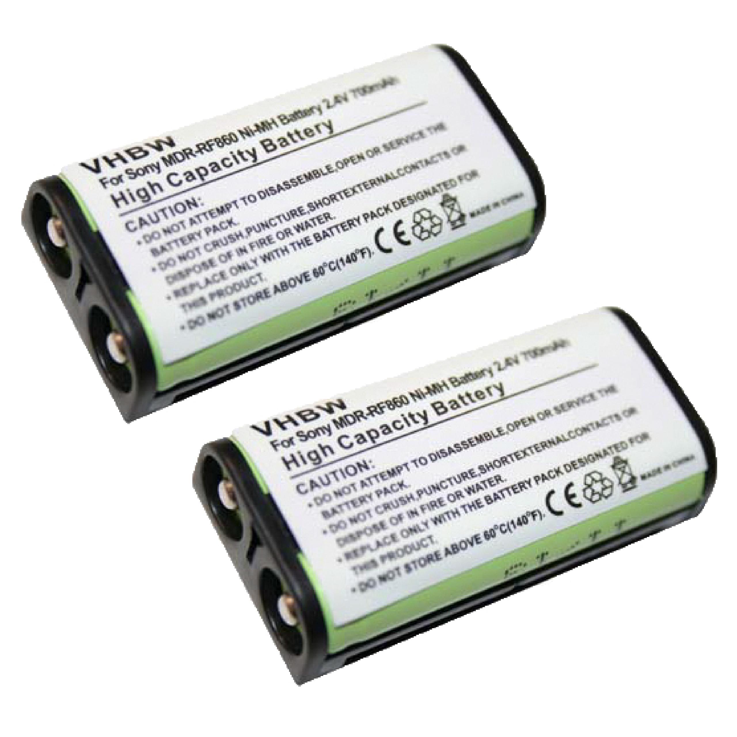 Batteries (2x pièces) remplace Sony BP-HP550-11 pour casque audio - 700mAh 2,4V NiMH