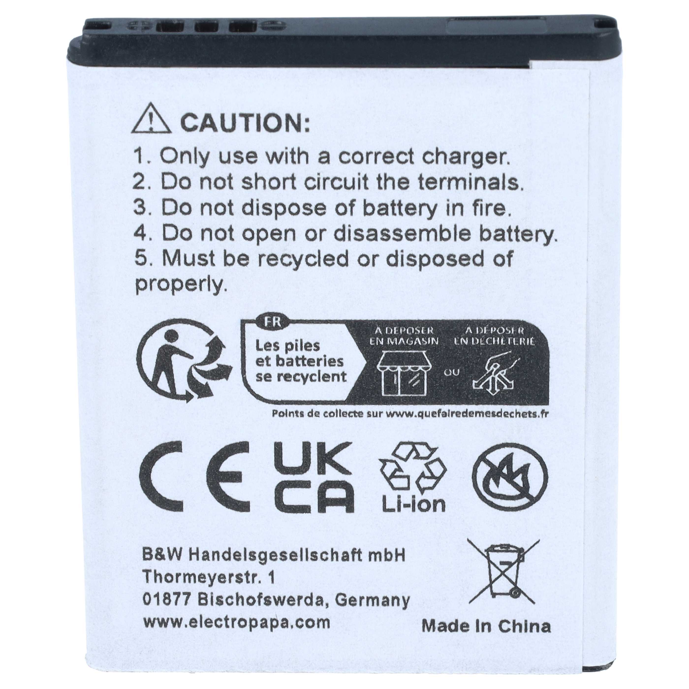 Akku als Ersatz für Samsung EB424255VA, AB463851BABSTD, AB463851BA für Virgin Mobile - 1100mAh 3,7V Li-Ion