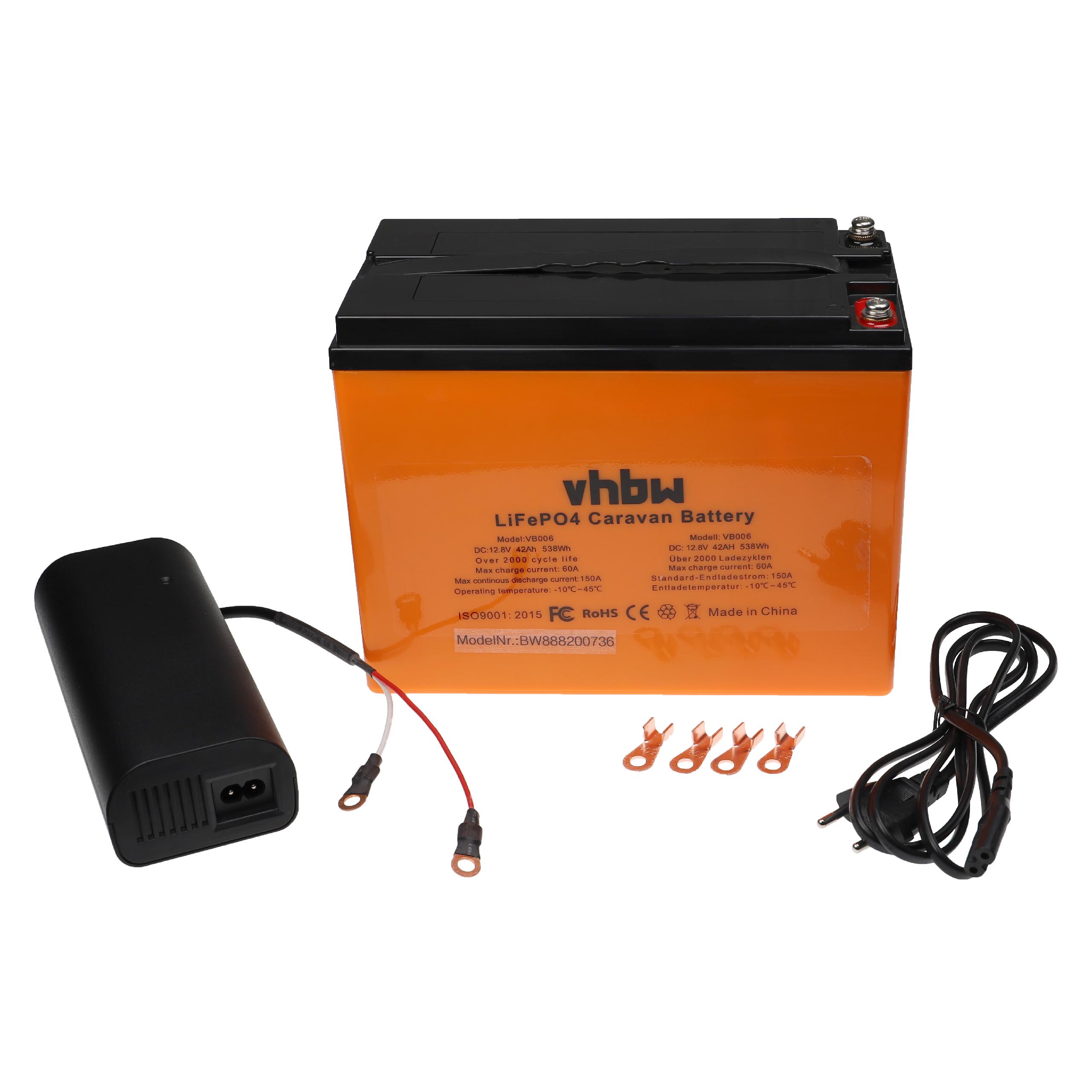 Bordbatterie Akku passend für Wohnmobil, Boot, Solaranlage - 42 Ah 12,8V LiFePO4, 42000mAh, orange