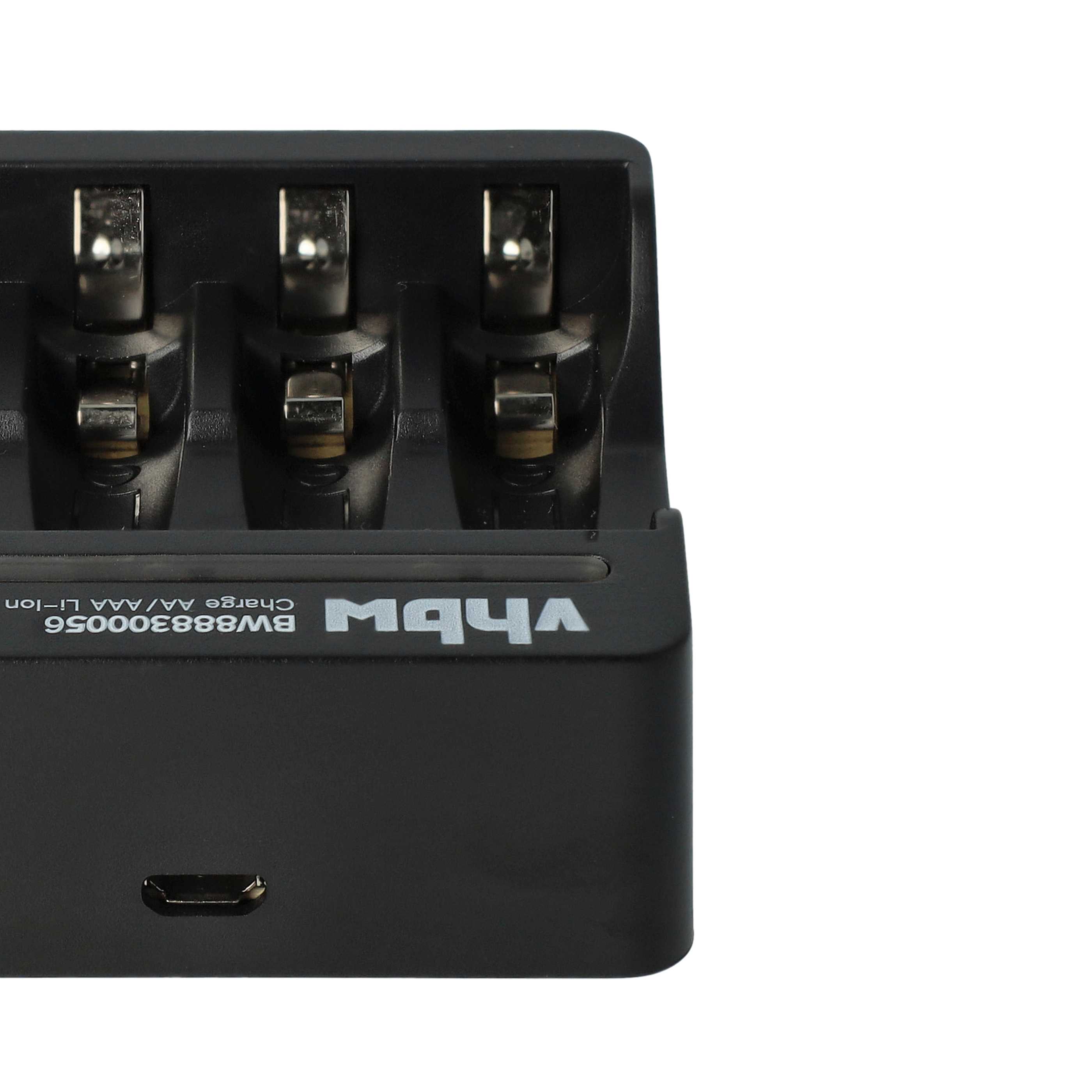 Caricabatterie micro-USB 4 vani per pile Li-Ion AA, AAA