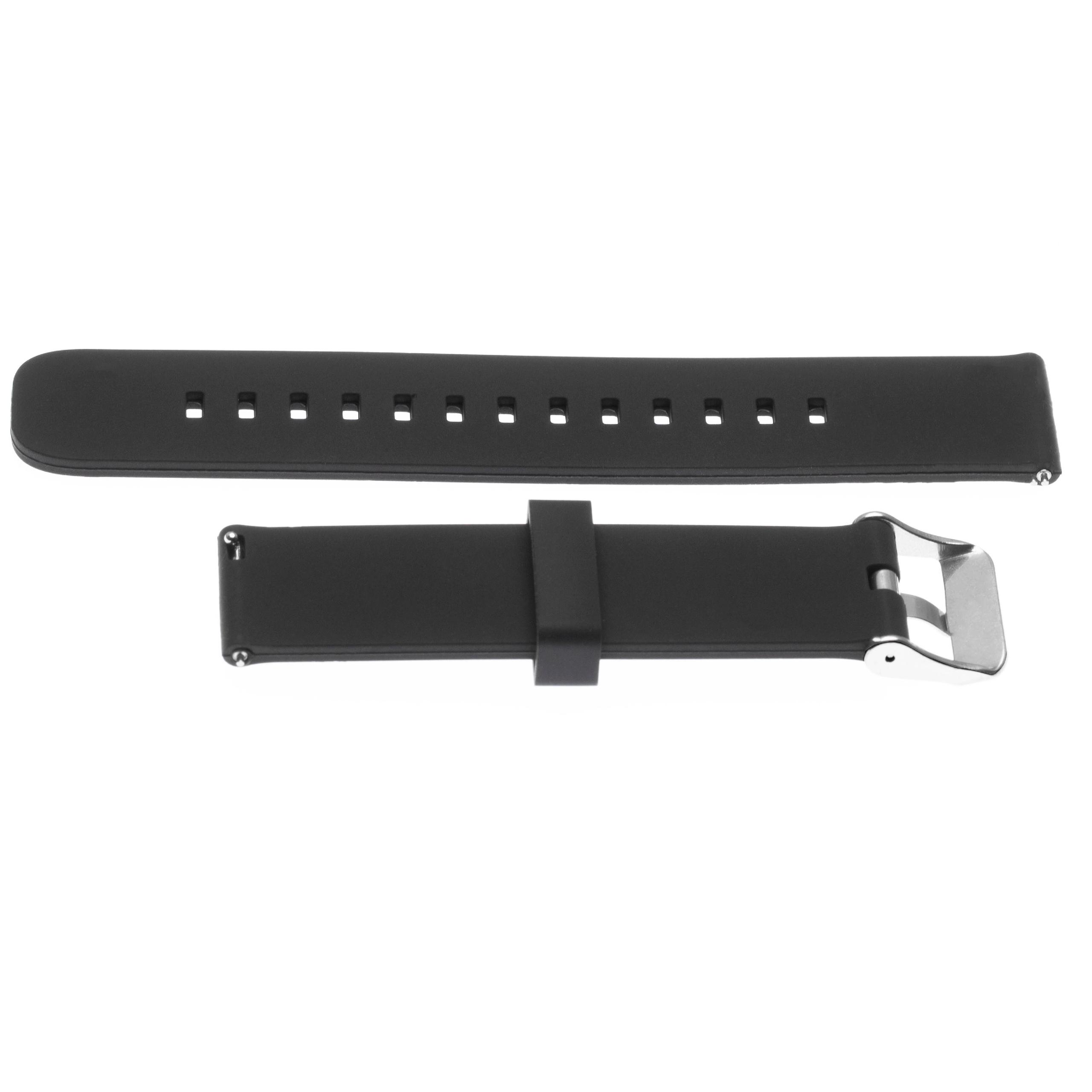 cinturino L per Huawei Watch Smartwatch ecc - 12,2cm + 8,5 cm lunghezza, 20mm ampiezza, silicone, nero