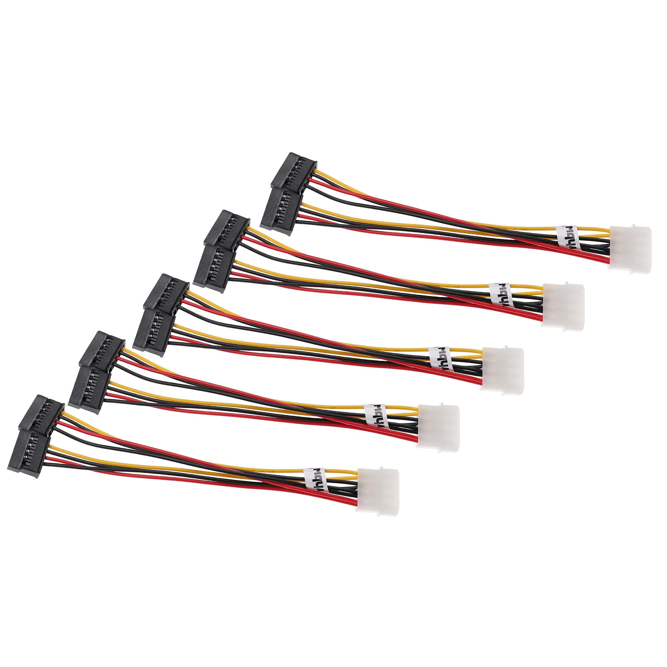 5x Power Cable to 2x SATA socket suitable for Hard Drives - Y Power Cable, 19.5 cm