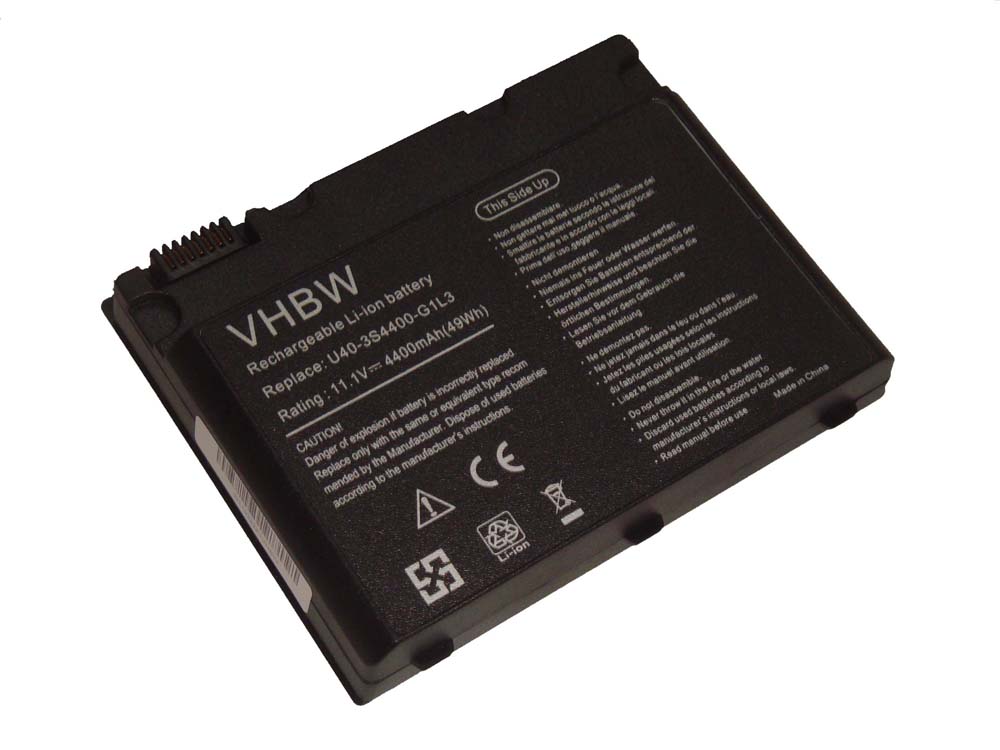 Batterie remplace U40-4S2200-C1H1 pour ordinateur portable - 4400mAh 11,1V Li-ion, noir