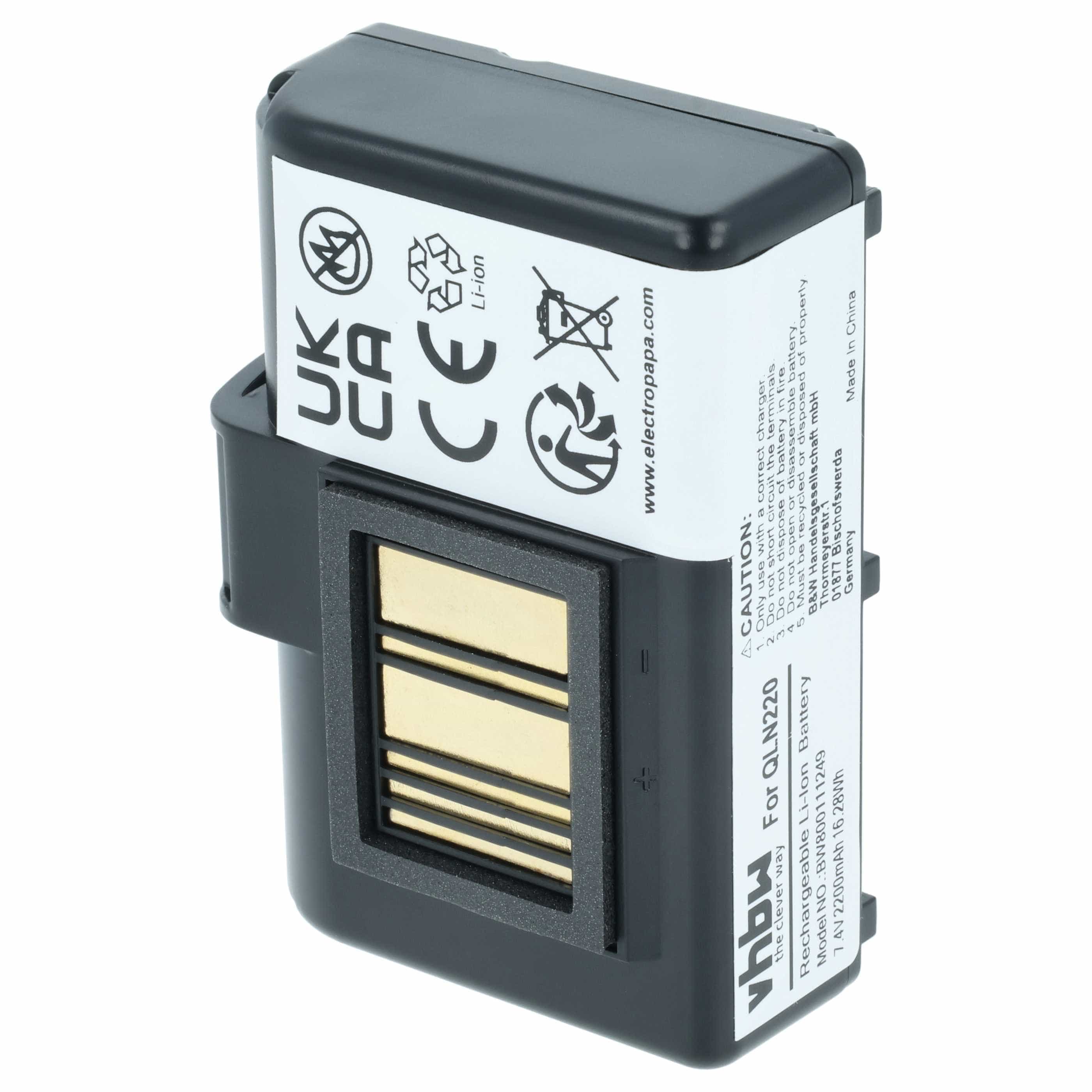Printer 2x Battery replaces Zebra AT16004, BTRY-MPP-34MA1-01, BTRY-MPP-34MAHC1-01 - 2200 mAh 7.4 V Li-Ion