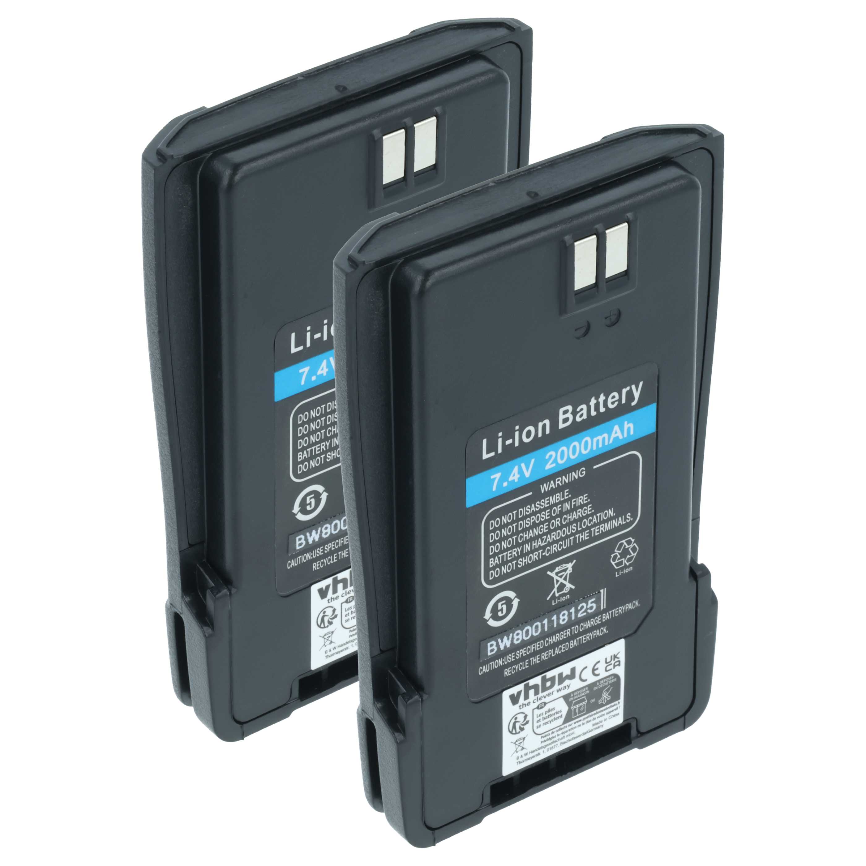 Radio 2x Battery replaces Baofeng BL-6 - 2000 mAh 7.4 V Li-Ion