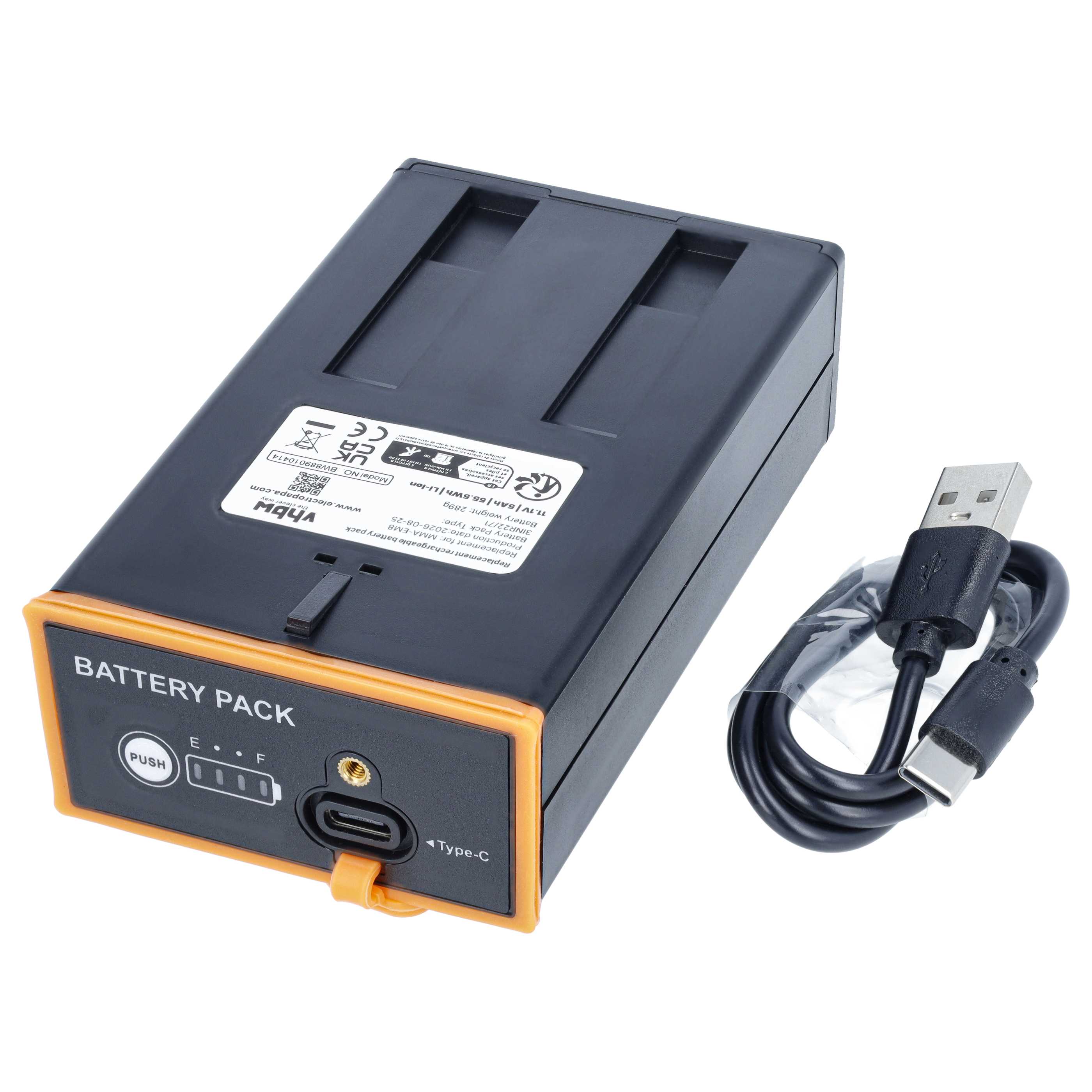 Wildlife Camera 3x Battery replaces Moultrie MMA-EM8 - 5000mAh 11.1V Li-Ion + Kabel, with USB C Socket