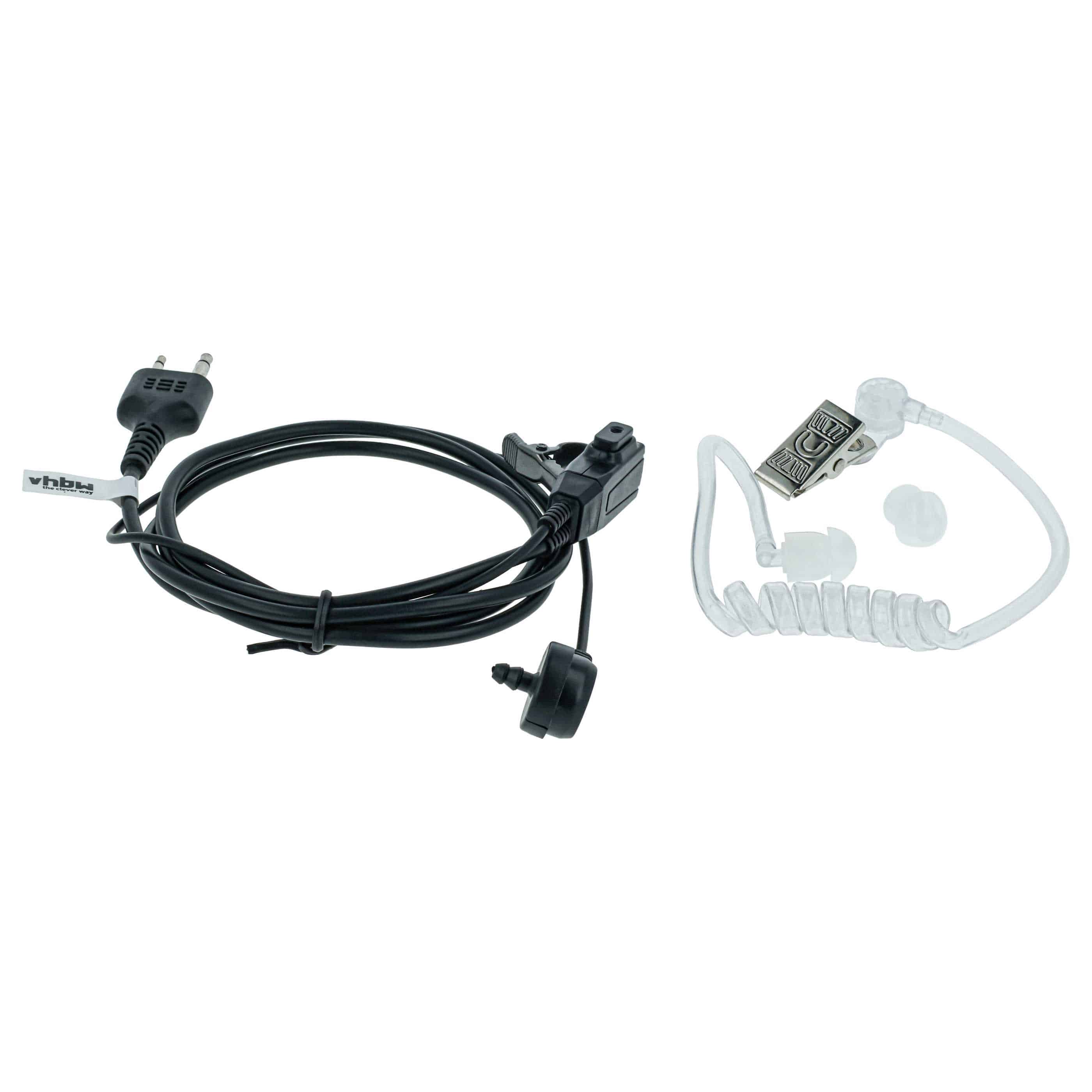 Security Radio Headset suitable for Icom IC-24AT - with PTT Microphone + Clip Mount + Phono Cable