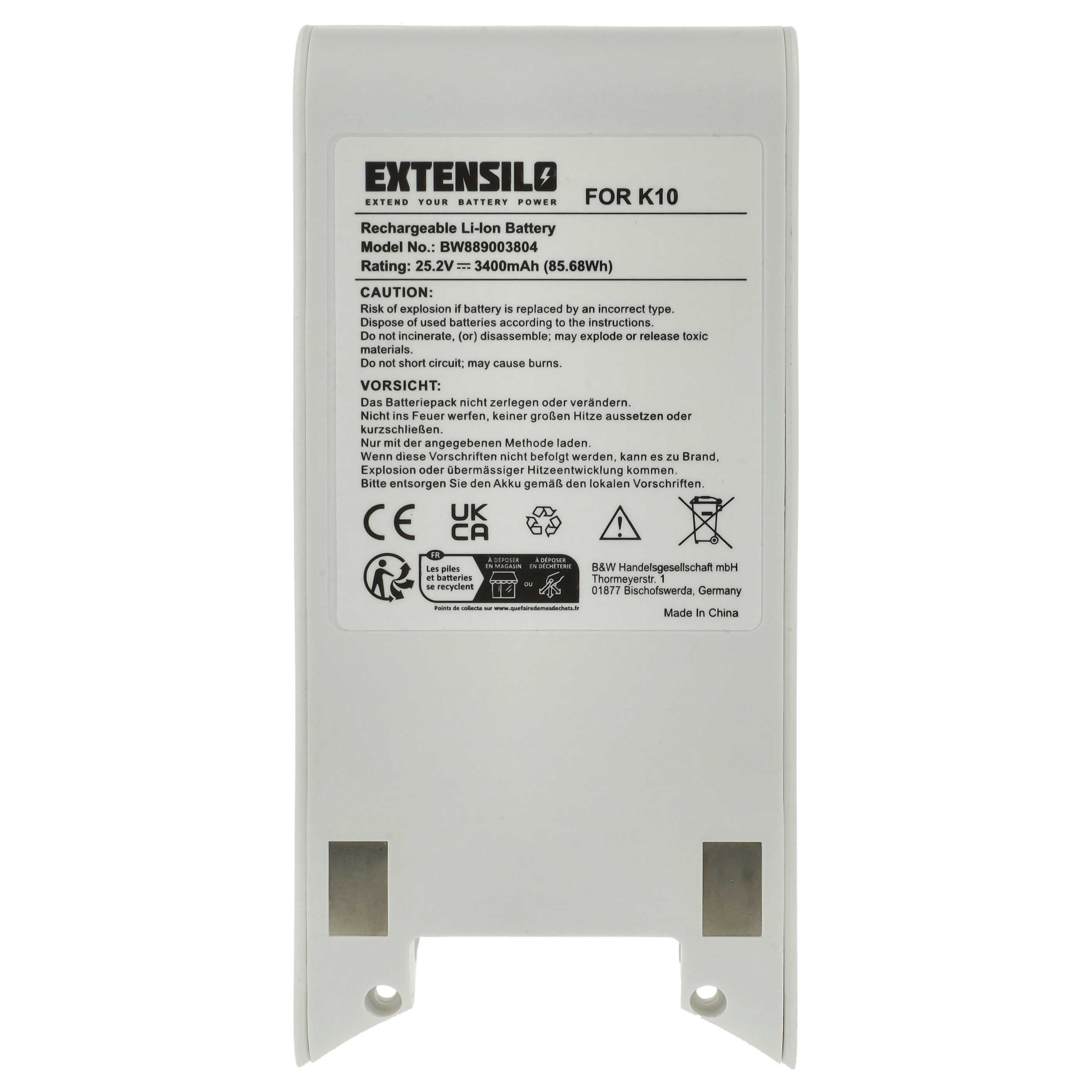 Battery replaces Xiaomi MJWXCQ04ZM for Xiaomi 3400mAh, 25.2V, Li-Ion