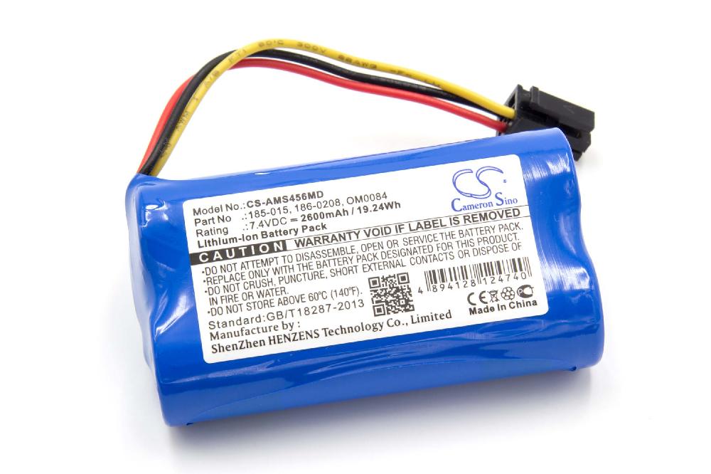 Batterie remplace Aspect Medical Systems 185-0152, 186-0208 pour appareil médical - 2600mAh 7,4V Li-ion