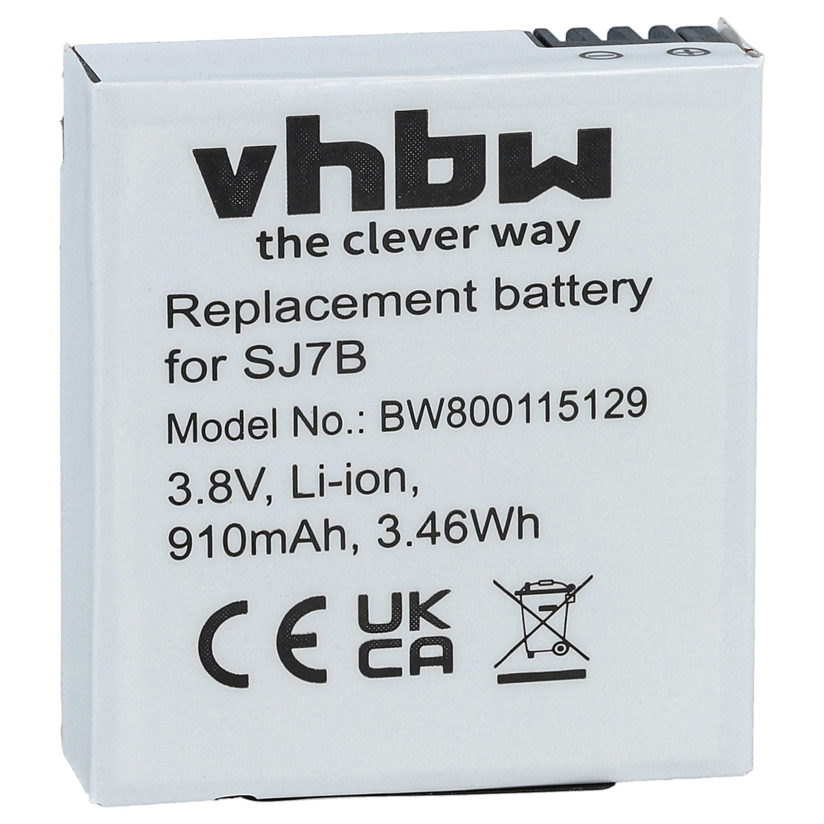 Videocamera Battery replaces SJCam SJ7B - 910 mAh 3.8 V Li-Ion