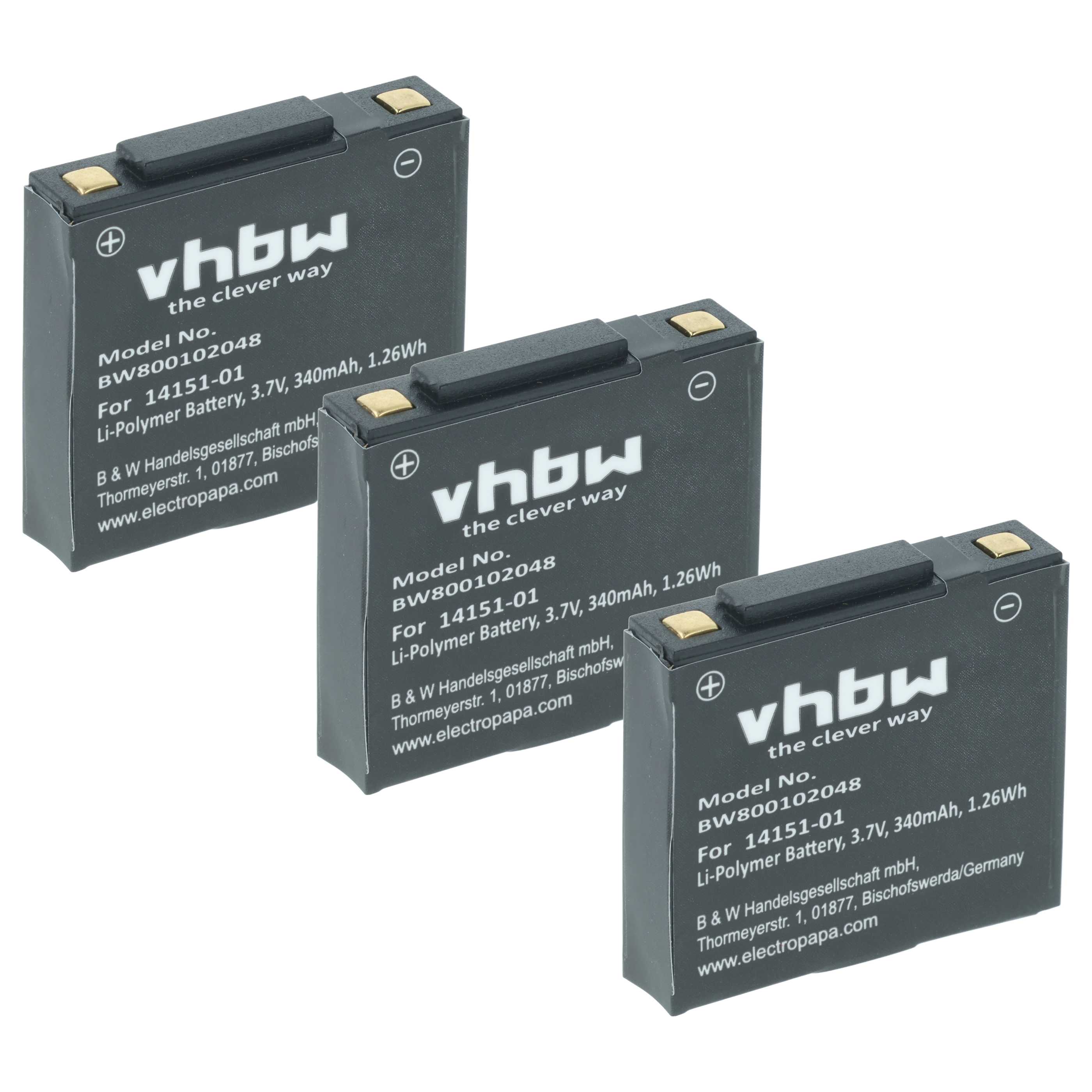 3 x Akku als Ersatz für GN Netcom 14151-02, 14151-01 für GN Netcom Headset - 340mAh 3,7V Li-Polymer