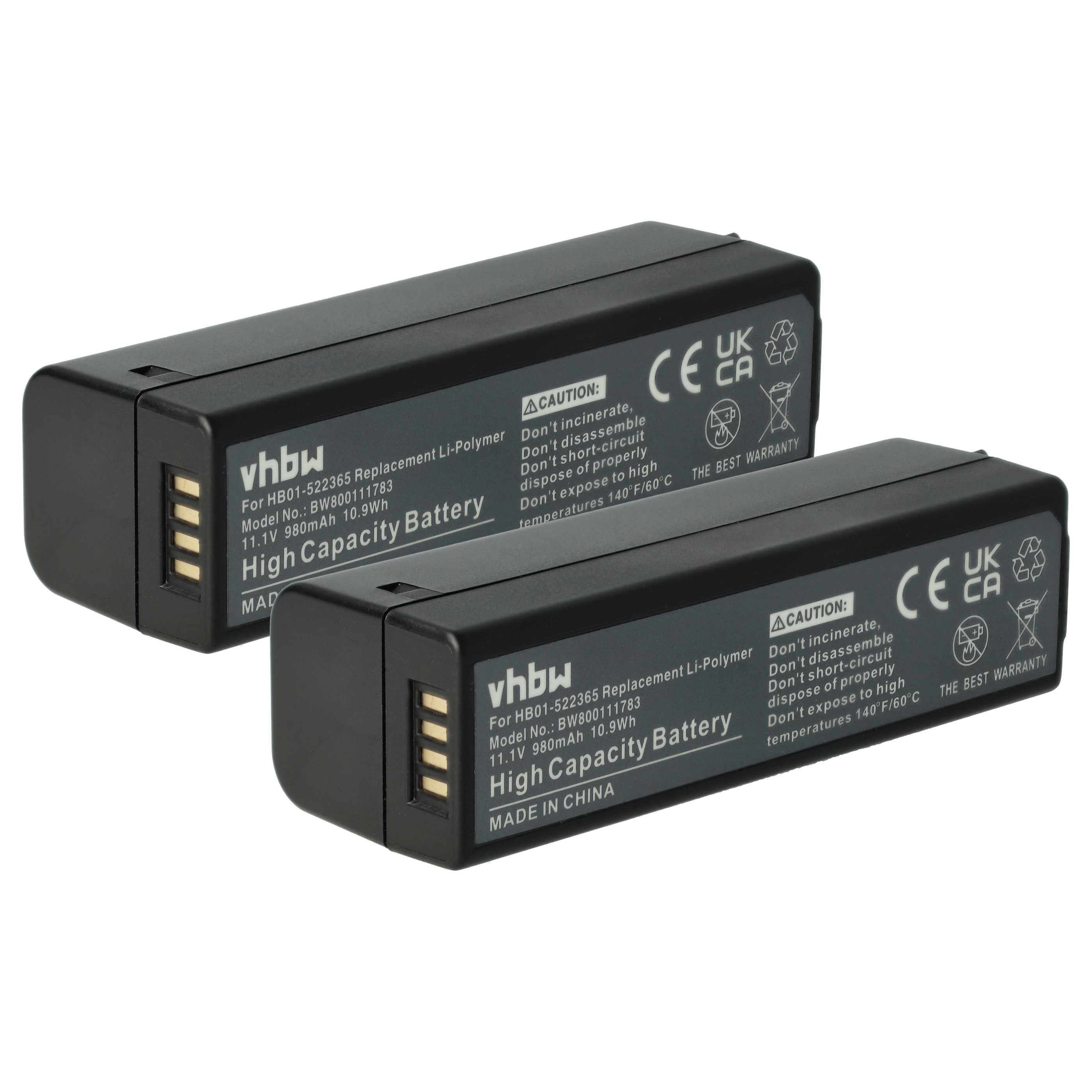 Kamera-Akku (2 Stück) als Ersatz für DJI HB01, HB01-522365 - 980mAh 11,1V Li-Polymer