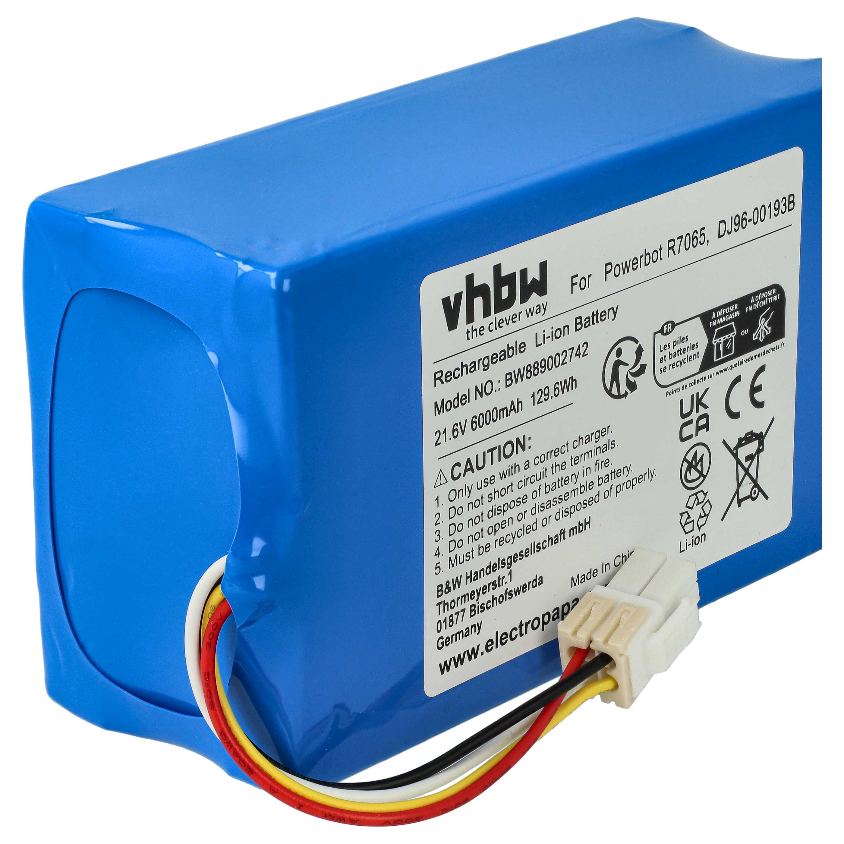 Battery replaces Samsung DJ96-00193B for Samsung 6000mAh, 21.6V, Li-Ion