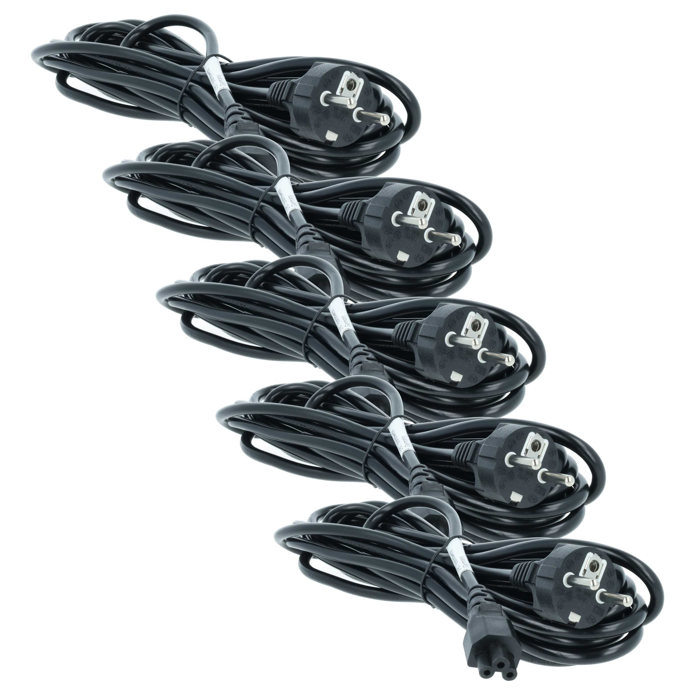 5x C5 Power Cable Euro Plug suitable for Vorwerk VR300 Devices e.g. PC Monitor Computer - 5 m
