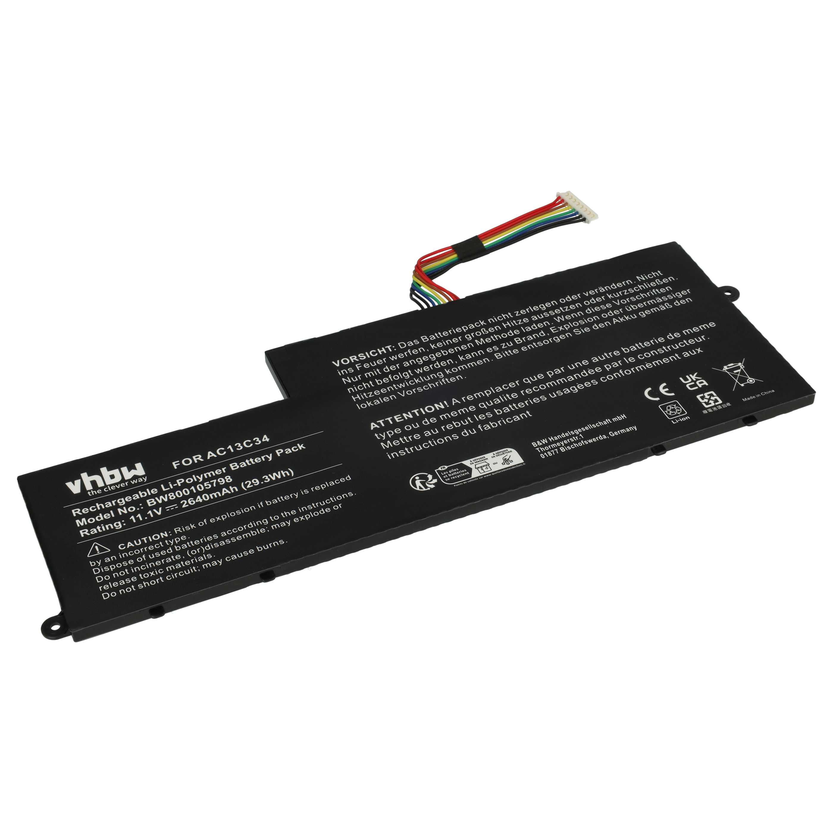 Akumulator do laptopa zamiennik Acer 31CP5/60/80, 3ICP5/60/80 - 2640 mAh 11,4 V LiPo, czarny