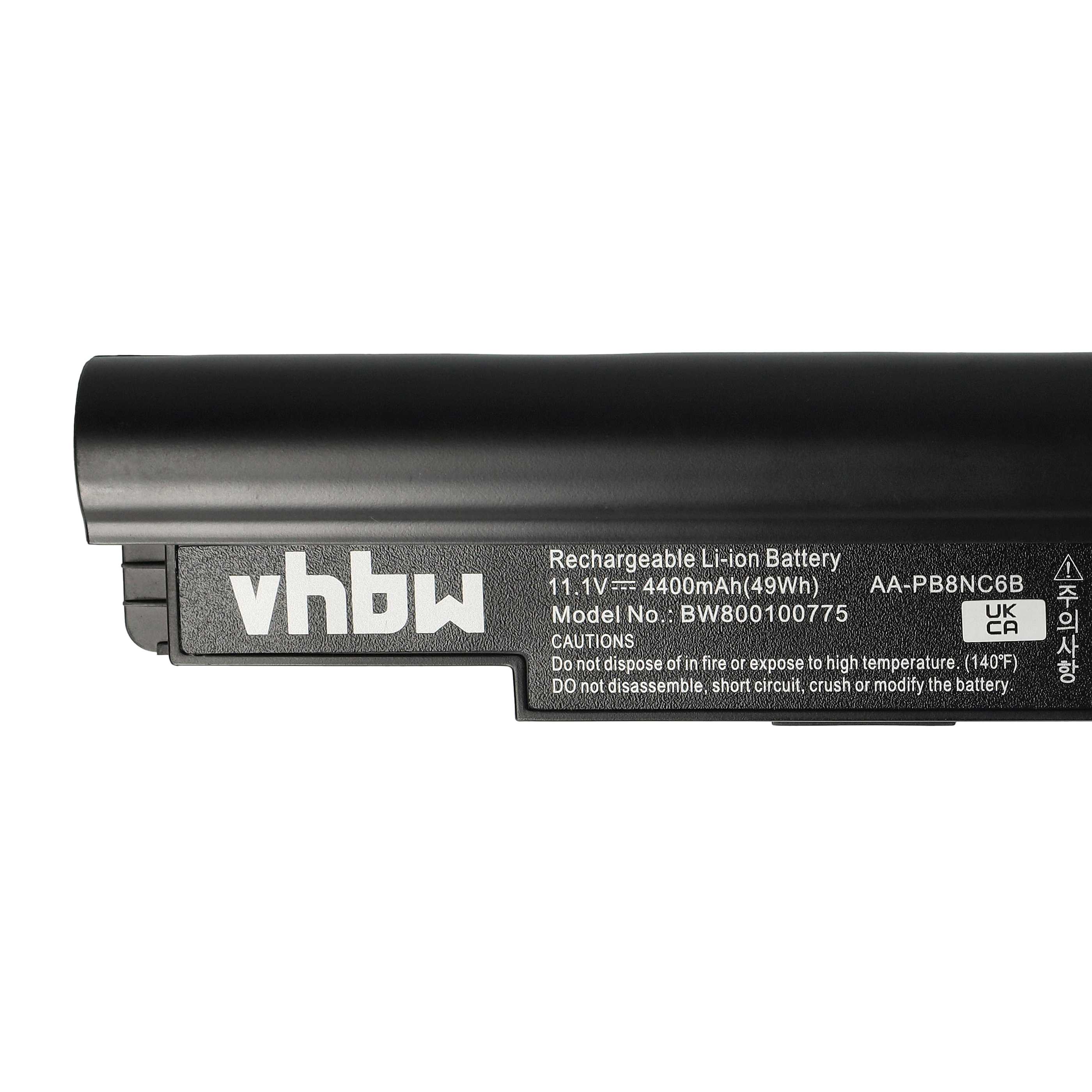 Notebook Battery Replacement for Samsung AA-PB8NC6B, , AA-PB8NC6M - 4400 mAh 11.1 V Li-Ion, black